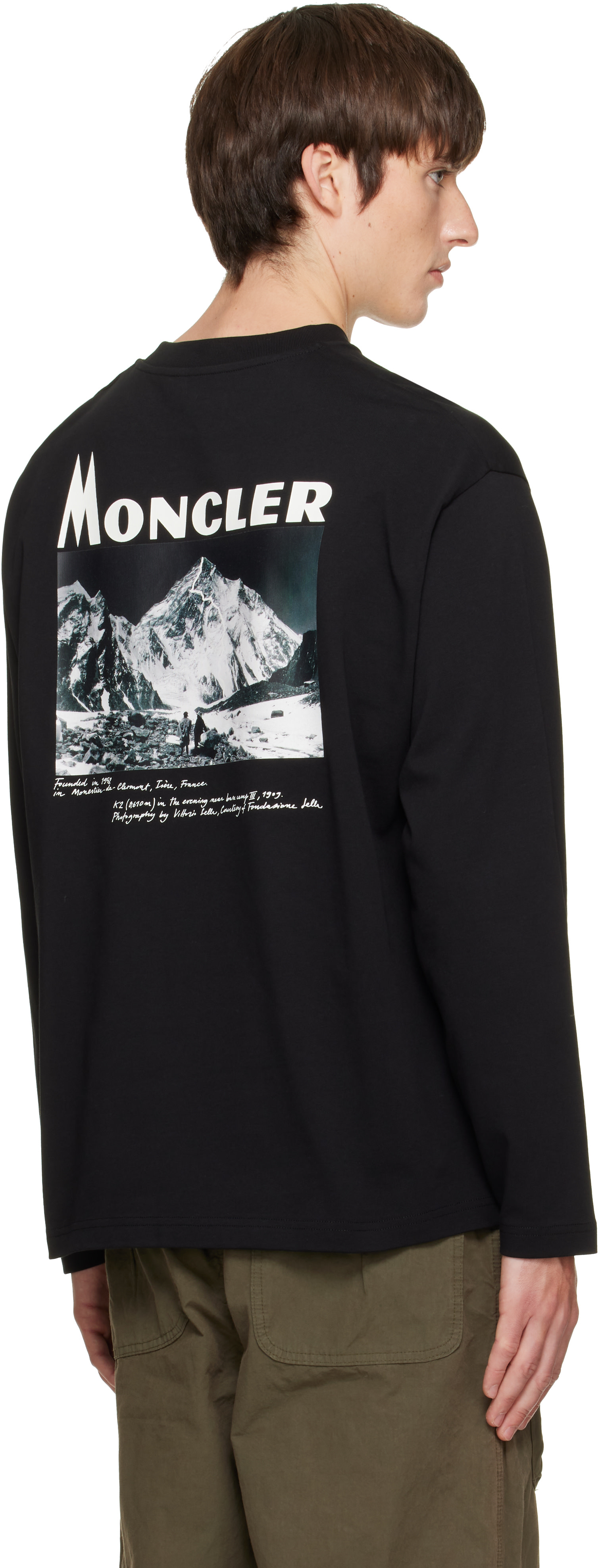 Moncler: ブラック Re-Icon コットンジャージ 長袖Tシャツ | SSENSE 日本