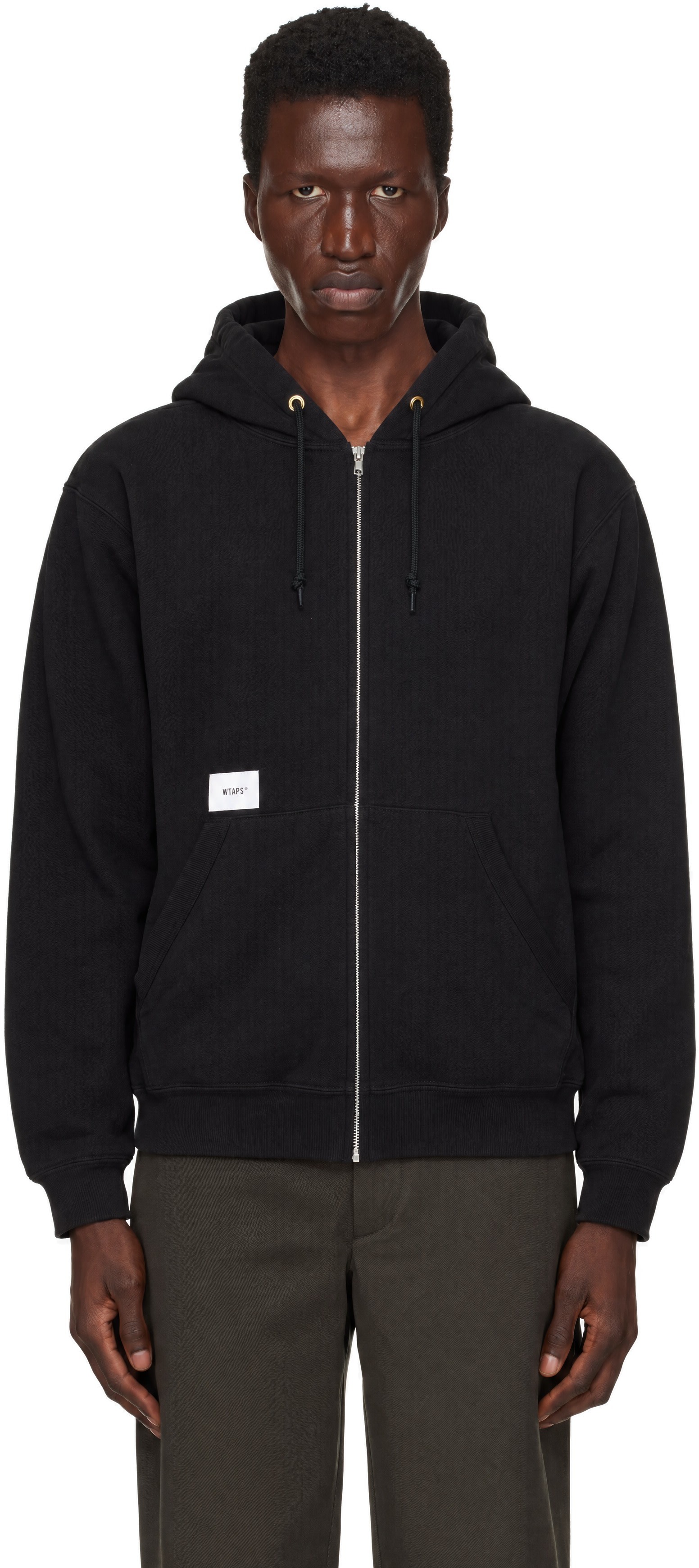 WTAPS - Pull à capuche AzAz noir en coton à glissière