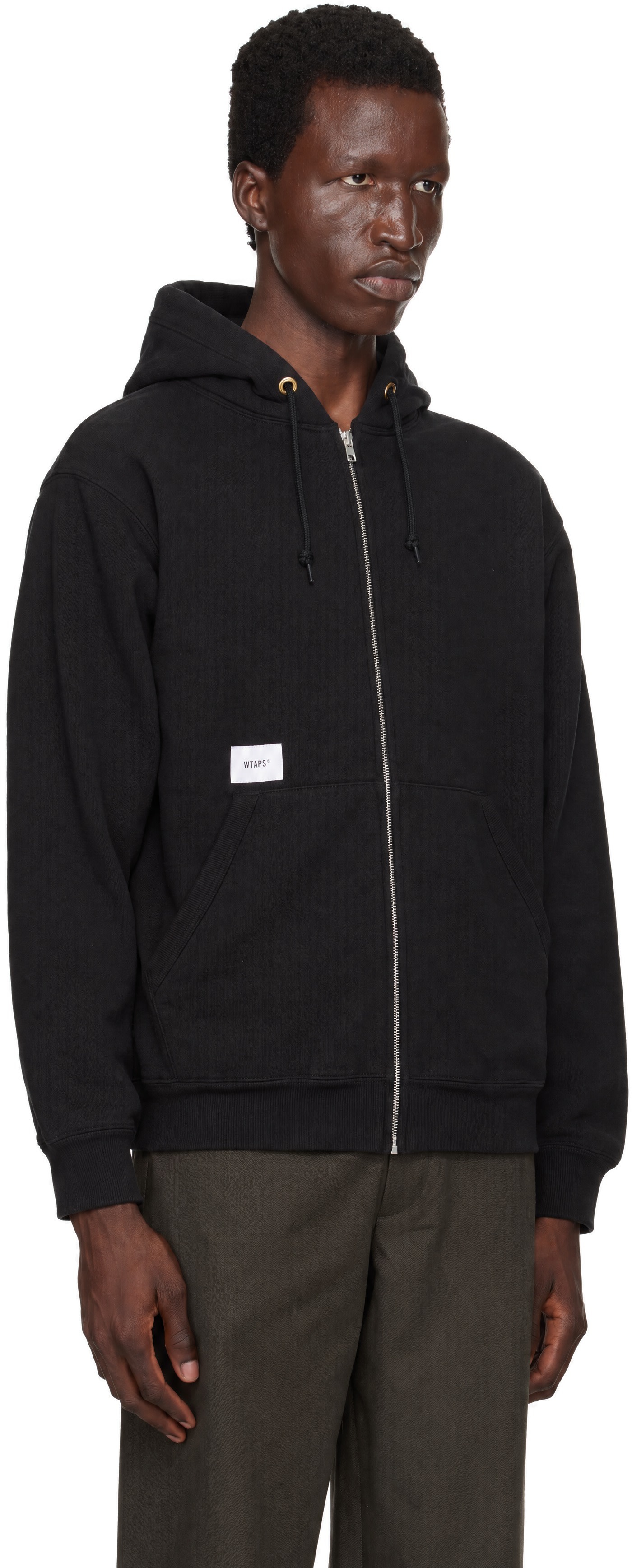 WTAPS - Pull à capuche AzAz noir en coton à glissière