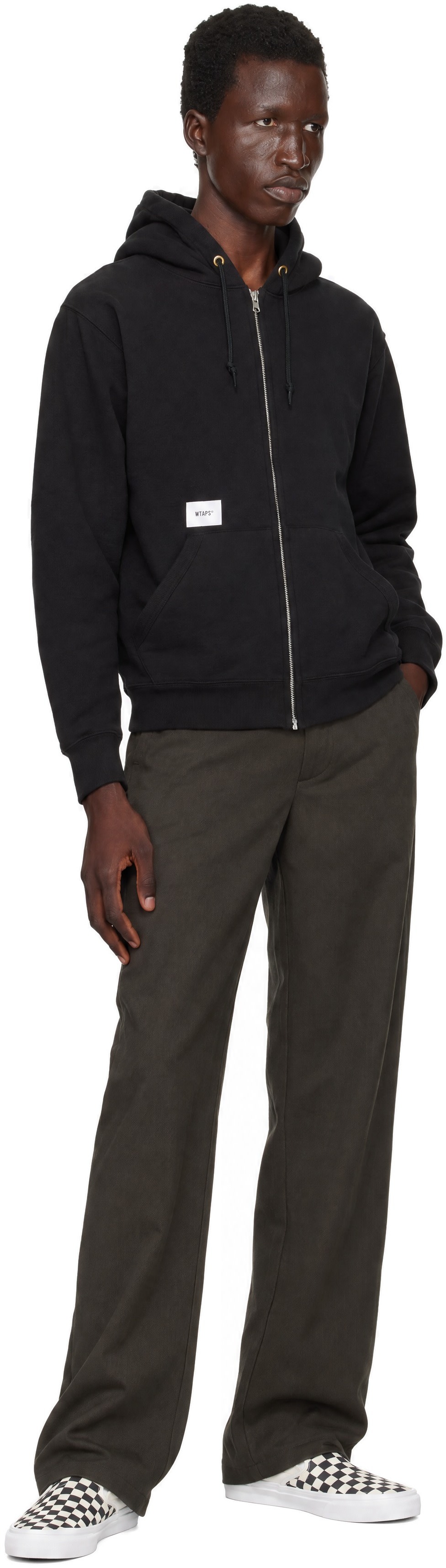 WTAPS - Pull à capuche AzAz noir en coton à glissière