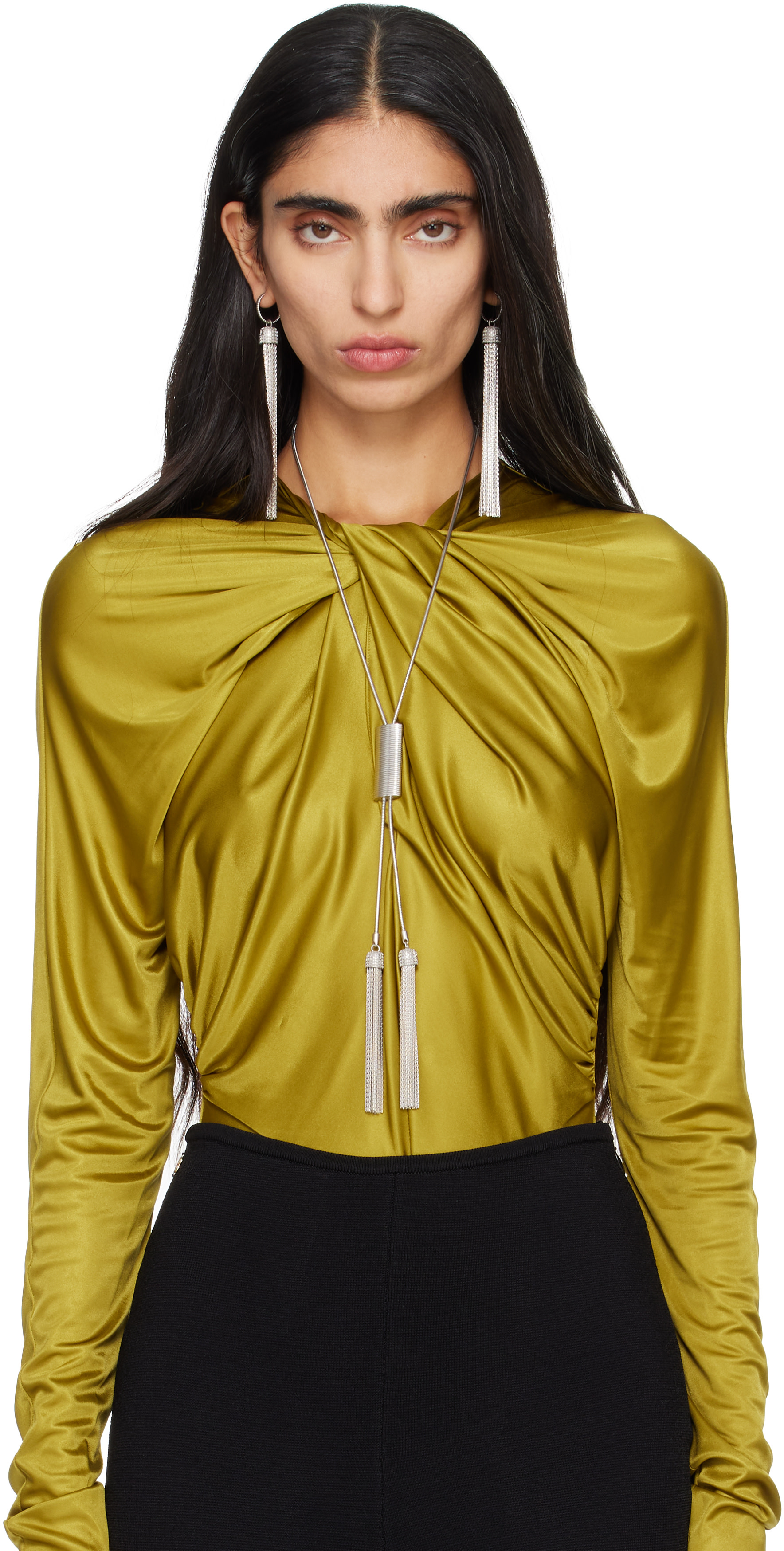 Balmain - Collier long en laiton à pampilles