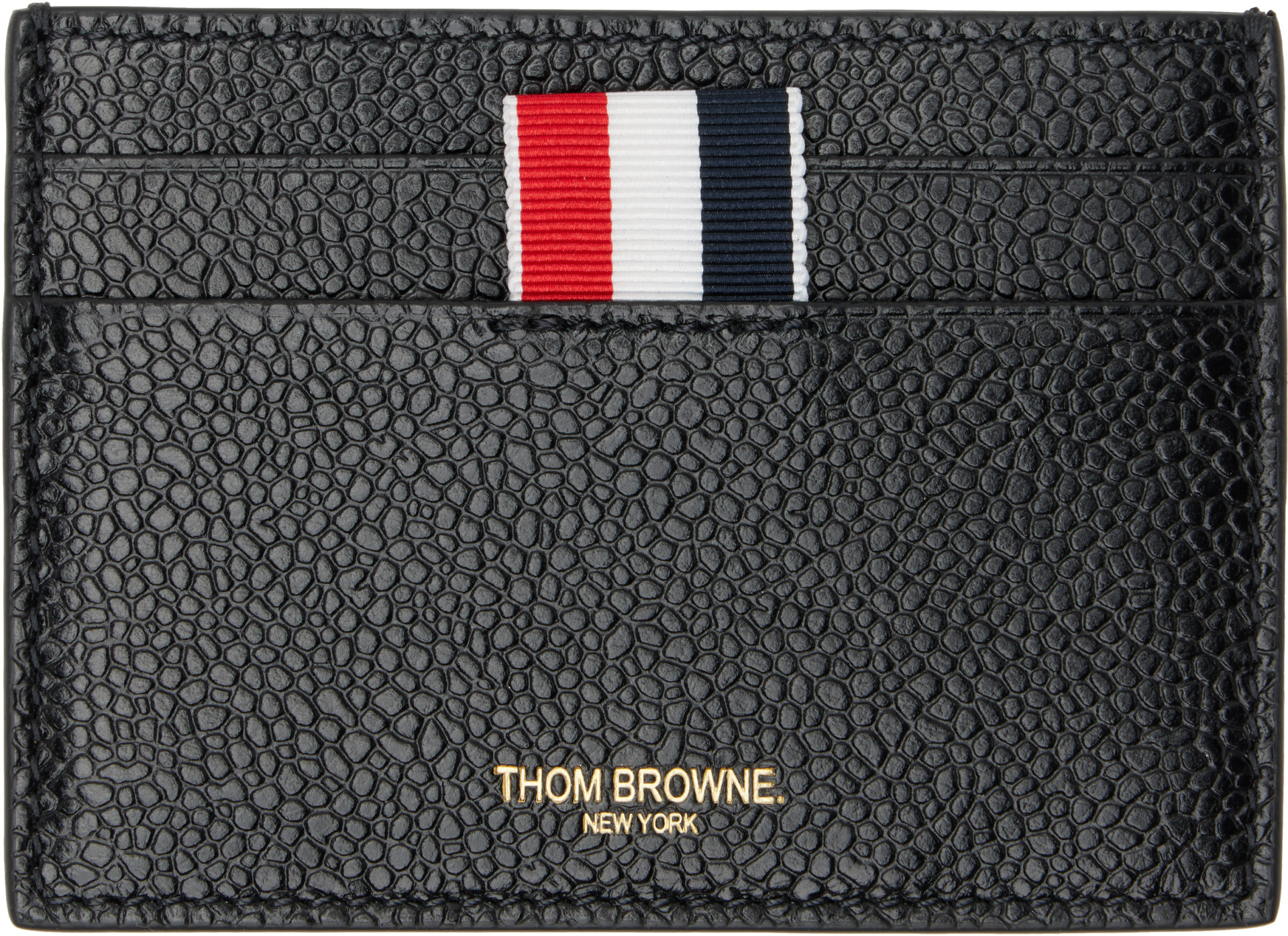 Thom Browne: Black Pebble Grain Double Sided Card Holder | SSENSE