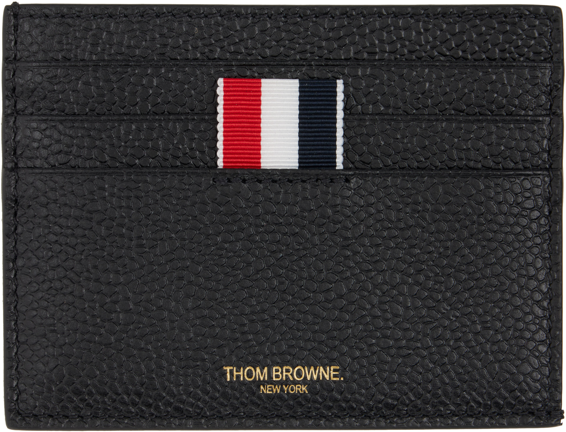 Thom Browne - Black Pebble Grain Note Compartment Card Holder