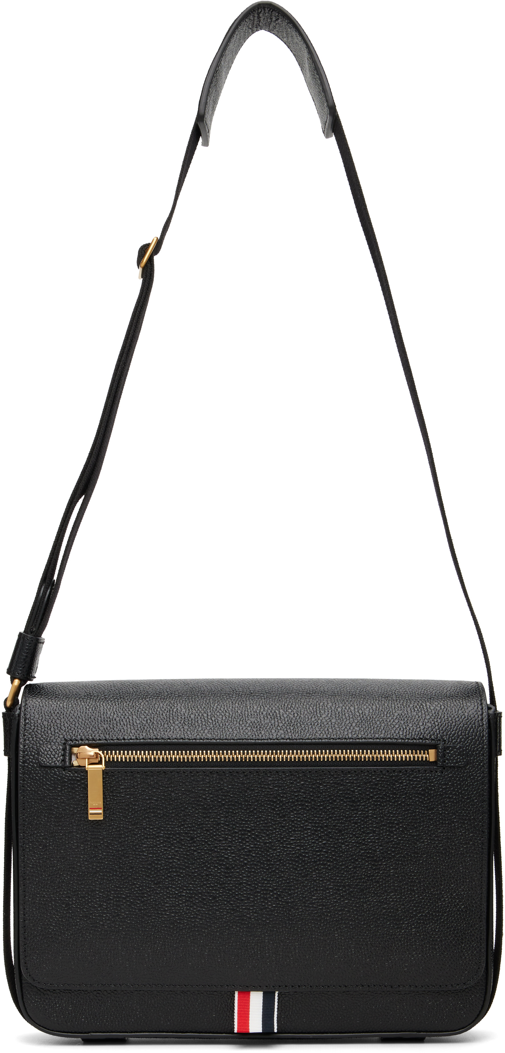 Thom Browne - Black Pebble Grain Reporter Bag