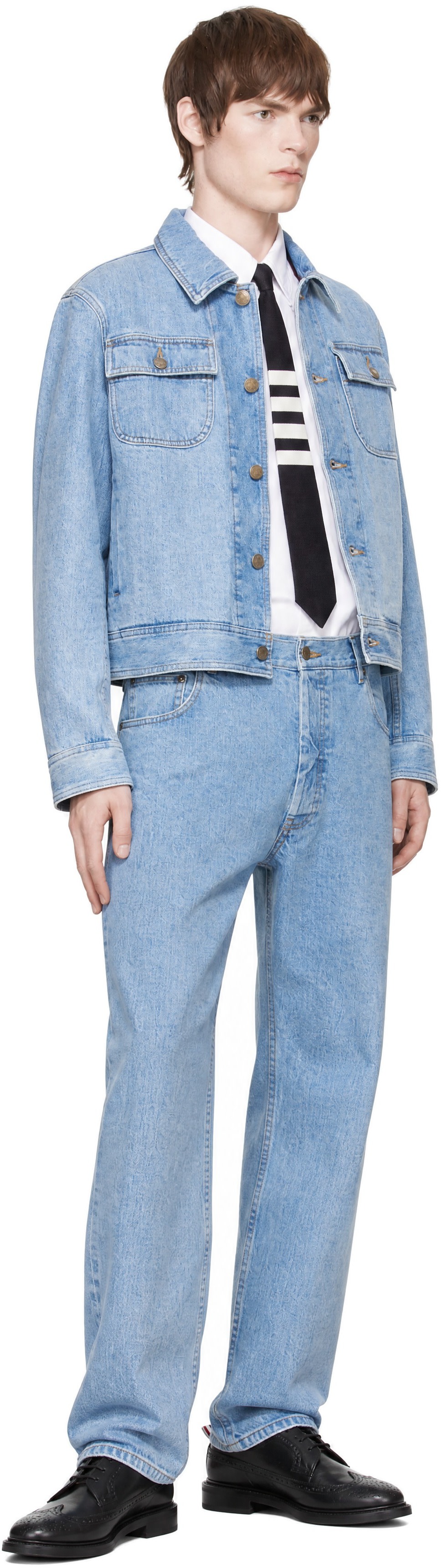 Thom Browne - 海军蓝 Plain Weave 4-Bar Classic 领带
