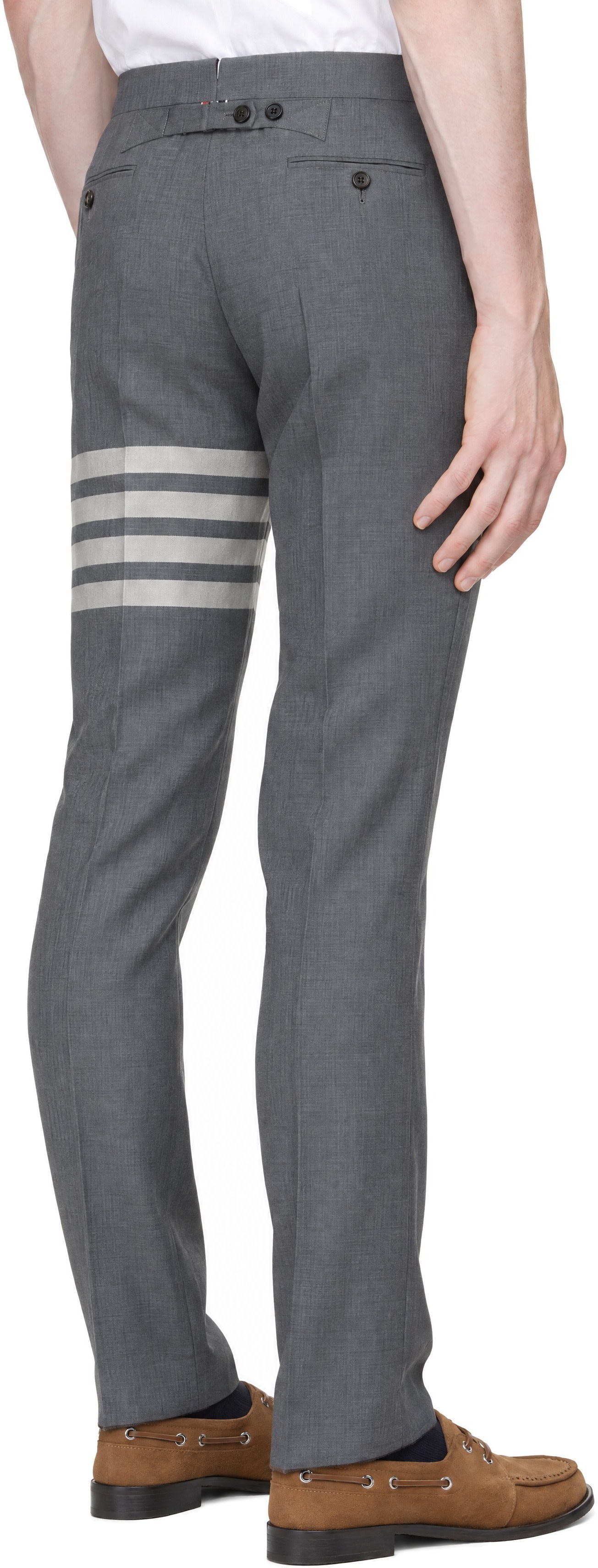 Thom Browne - Gray Plain Weave 4-Bar Backstrap Trousers