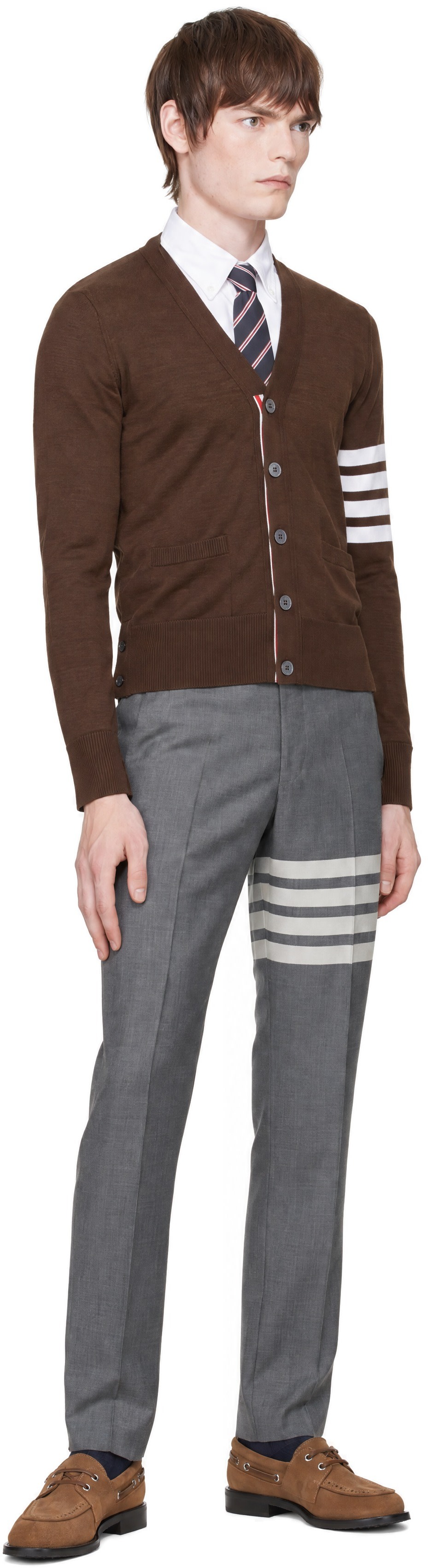 Thom Browne - Gray Plain Weave 4-Bar Backstrap Trousers