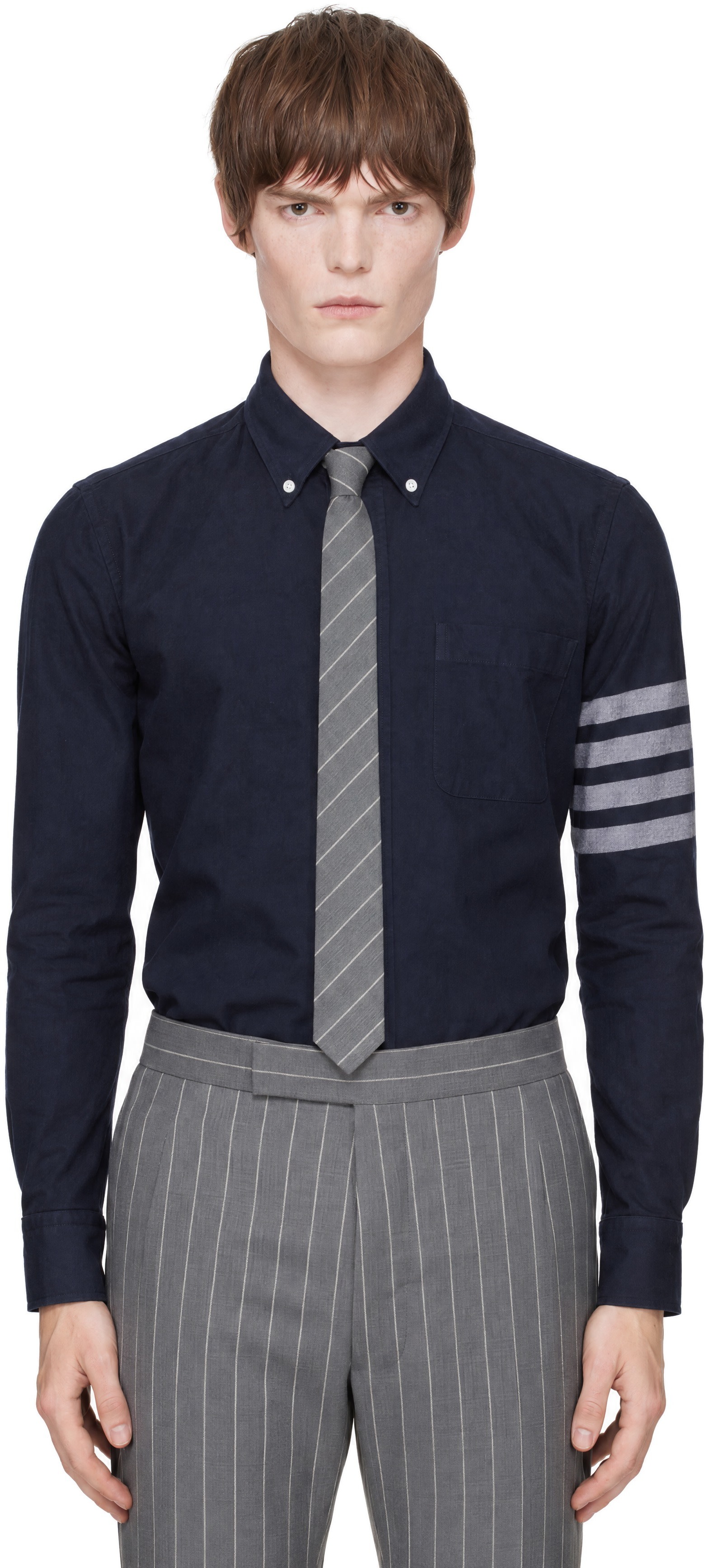 Thom Browne - Navy Flannel 4-Bar Shirt