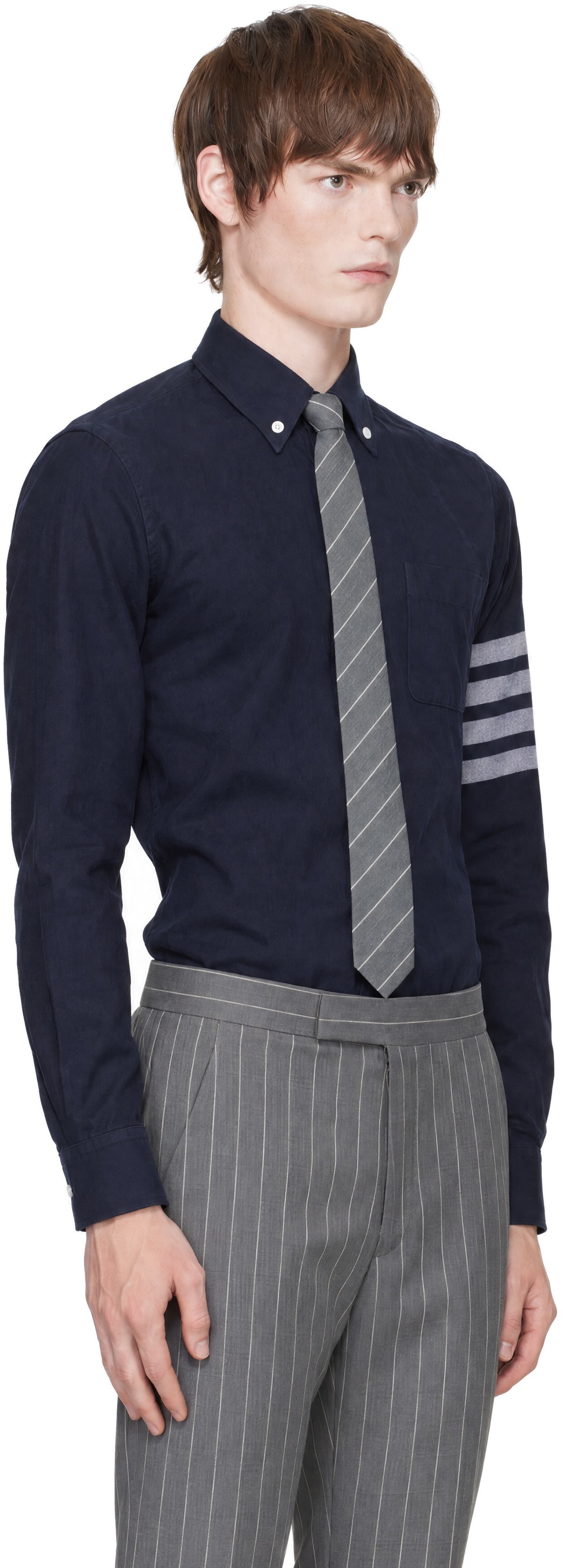 Thom Browne - Navy Flannel 4-Bar Shirt