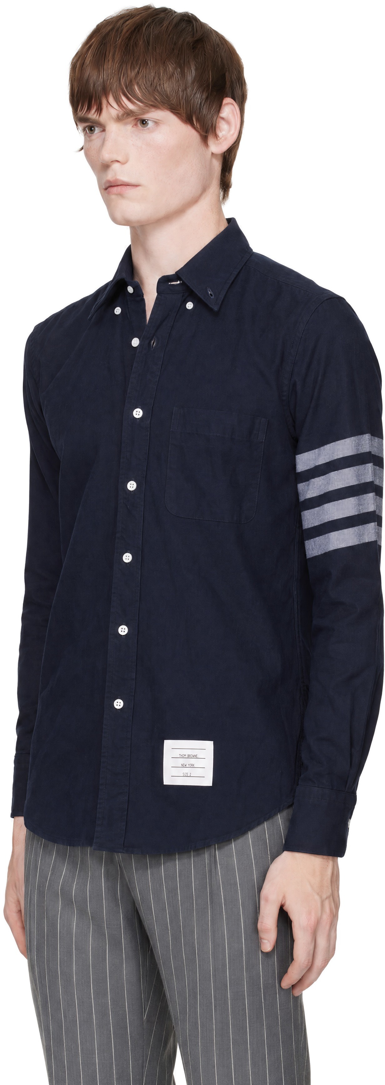Thom Browne - Navy Flannel 4-Bar Shirt