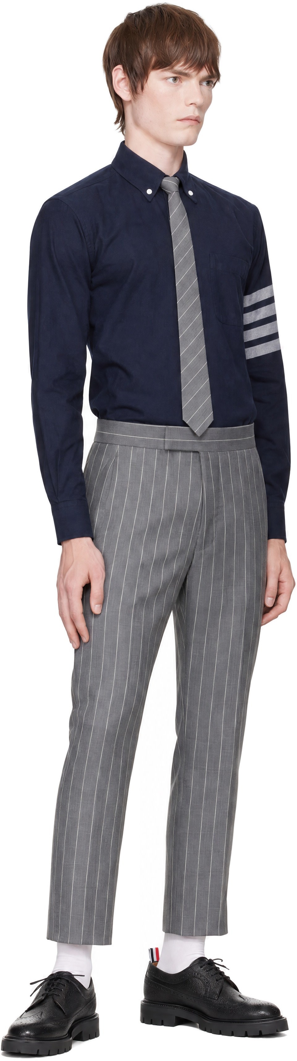 Thom Browne - Navy Flannel 4-Bar Shirt