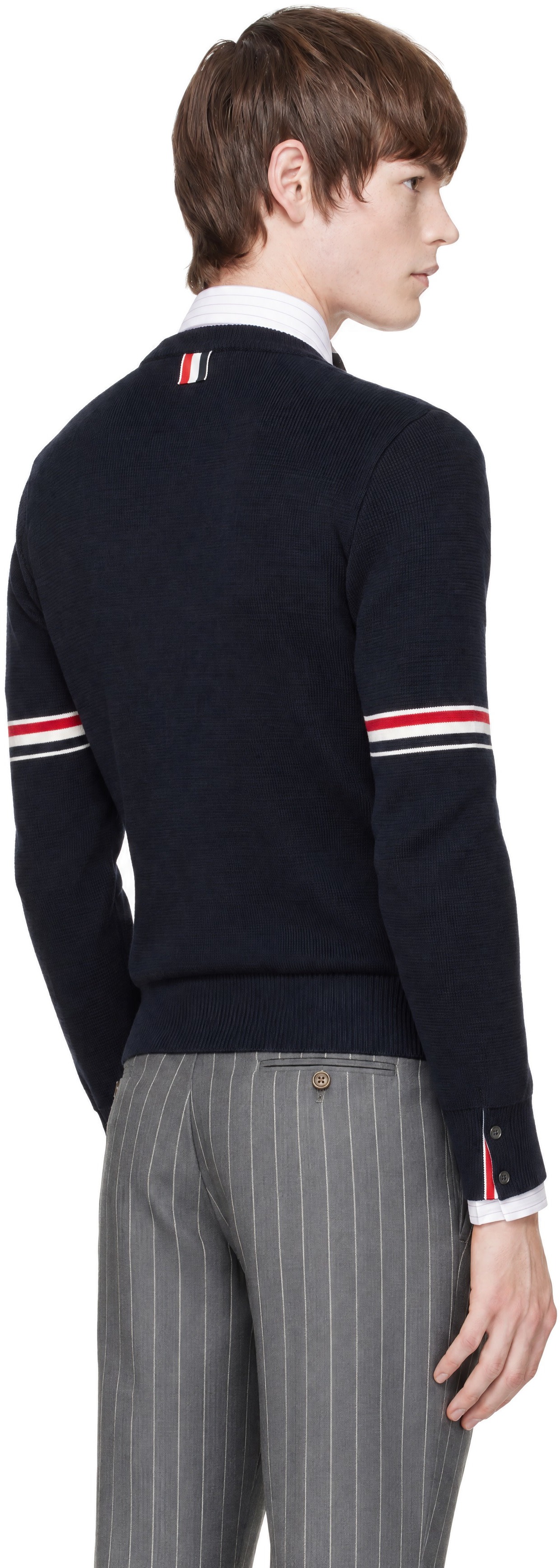 Thom Browne - Navy Milano Stitch Pullover RWB Armband Sweater