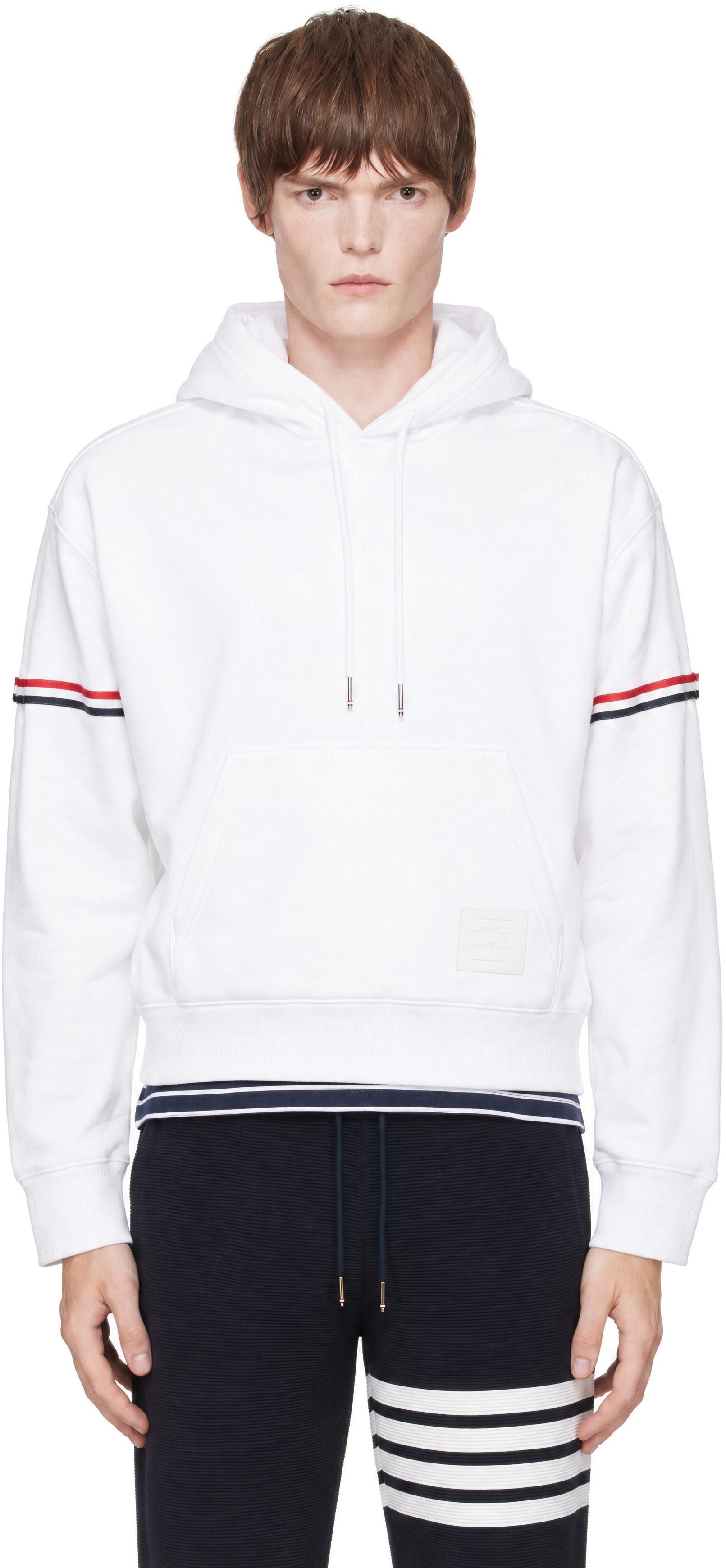 Thom Browne - White Loopback Jersey Armband Oversized Hoodie