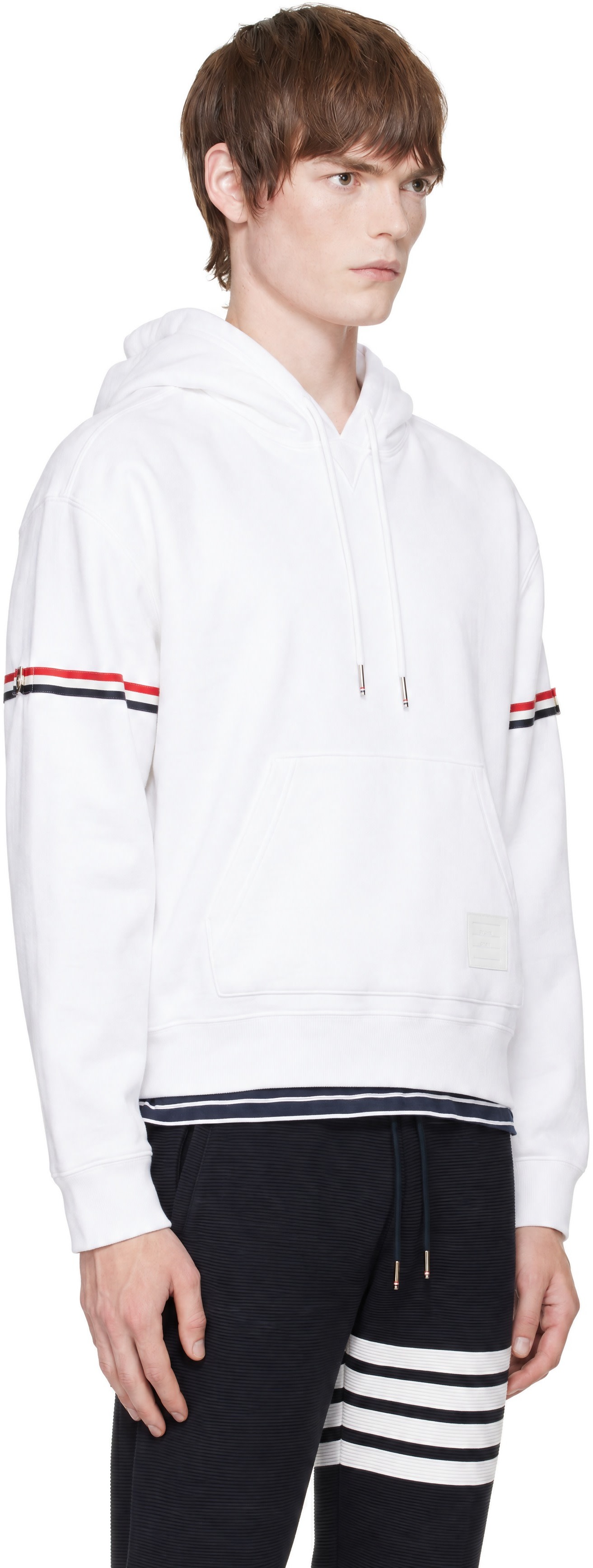 Thom Browne - White Loopback Jersey Armband Oversized Hoodie
