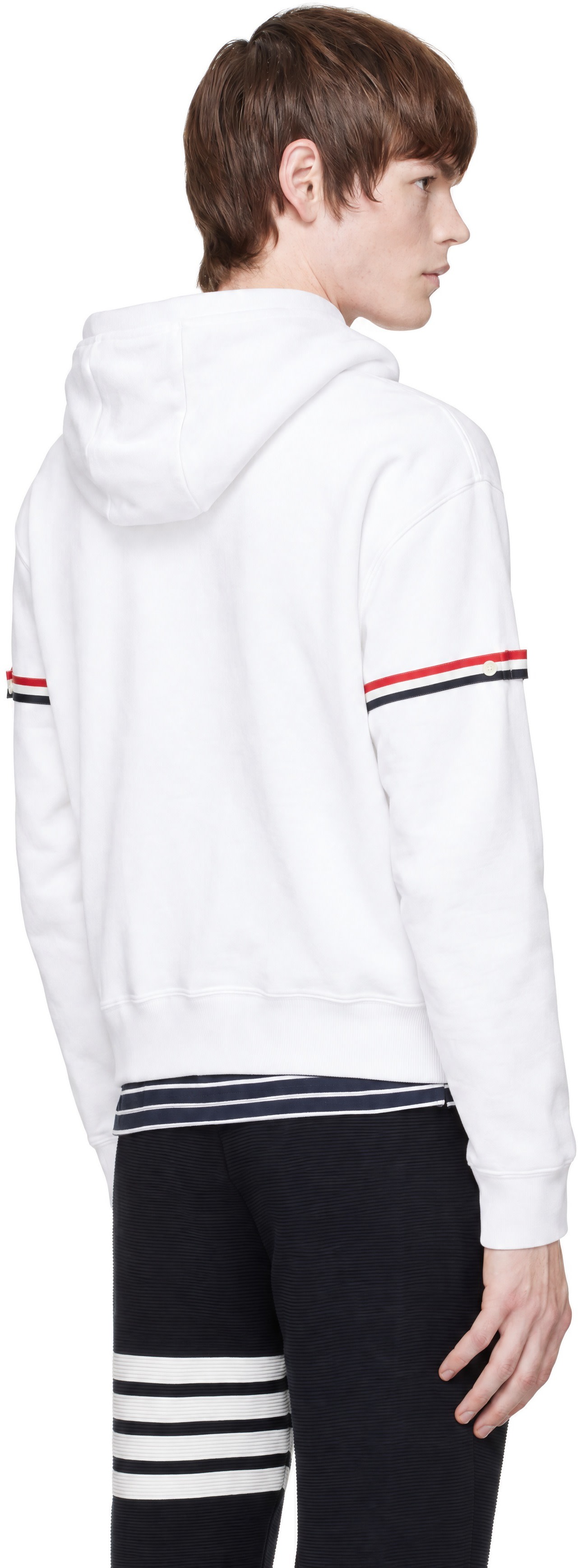 Thom Browne - White Loopback Jersey Armband Oversized Hoodie