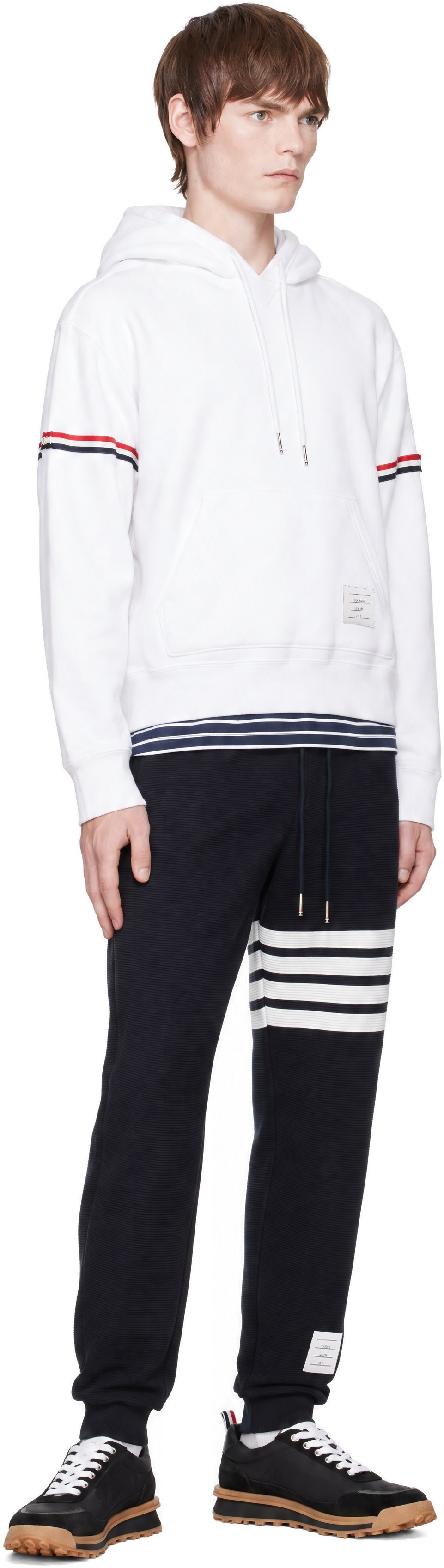 Thom Browne - White Loopback Jersey Armband Oversized Hoodie
