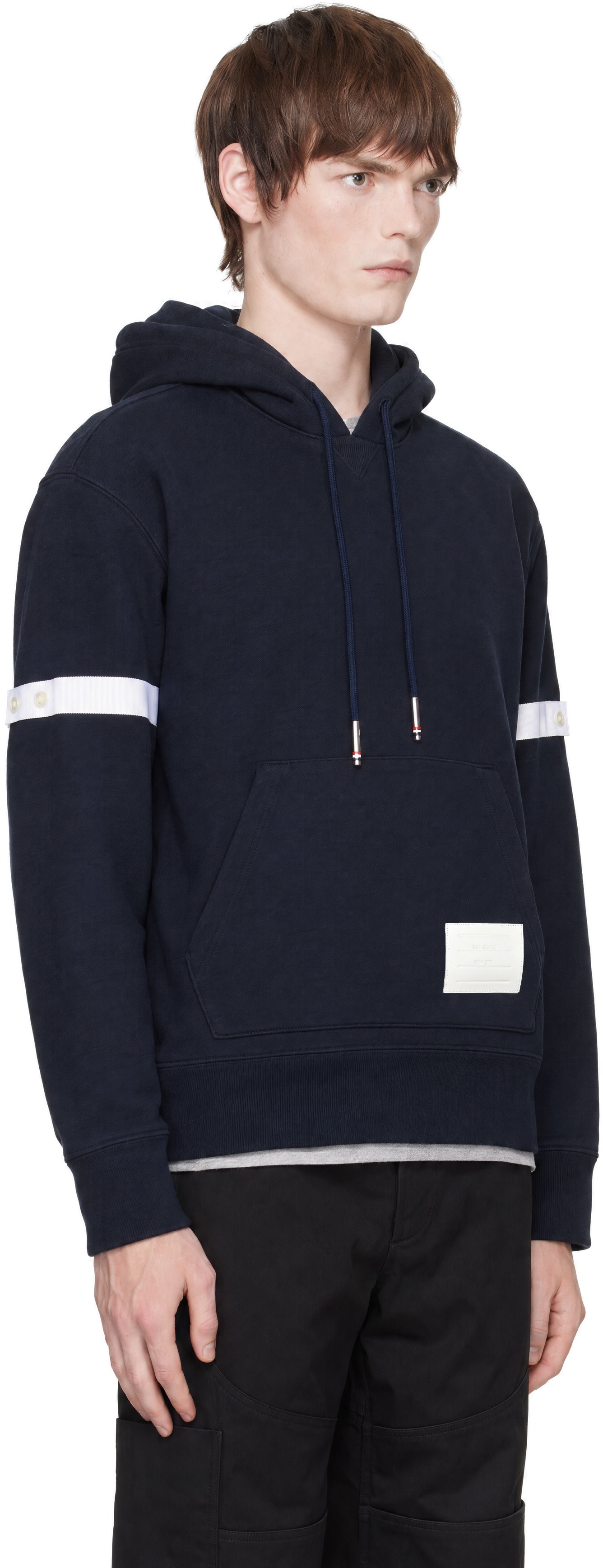 Thom Browne - Navy Loopback Jersey Armband Oversized Hoodie