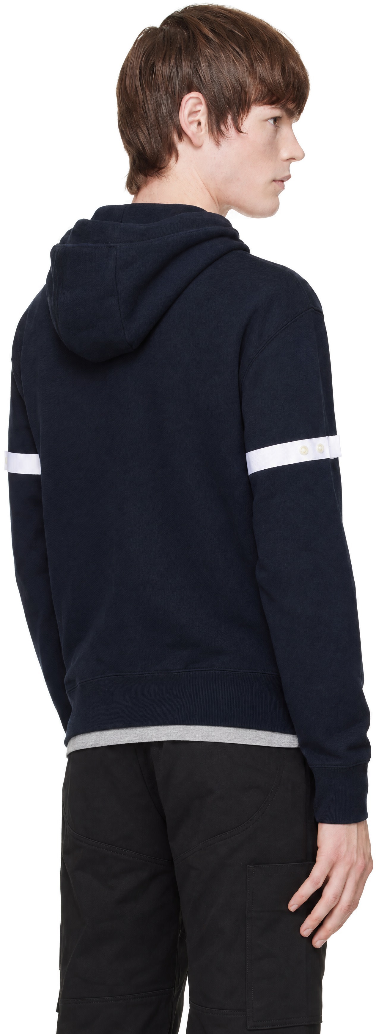 Thom Browne - Navy Loopback Jersey Armband Oversized Hoodie
