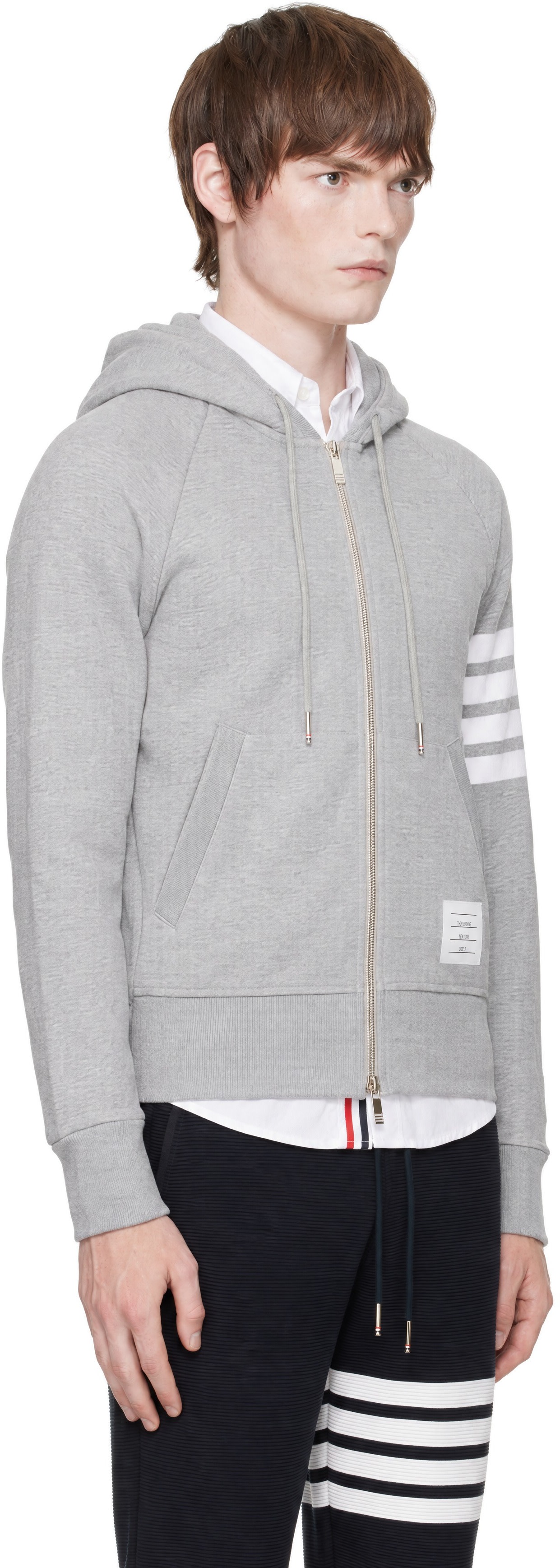 Thom Browne - Gray Classic Loopback 4-Bar Zip-Up Hoodie