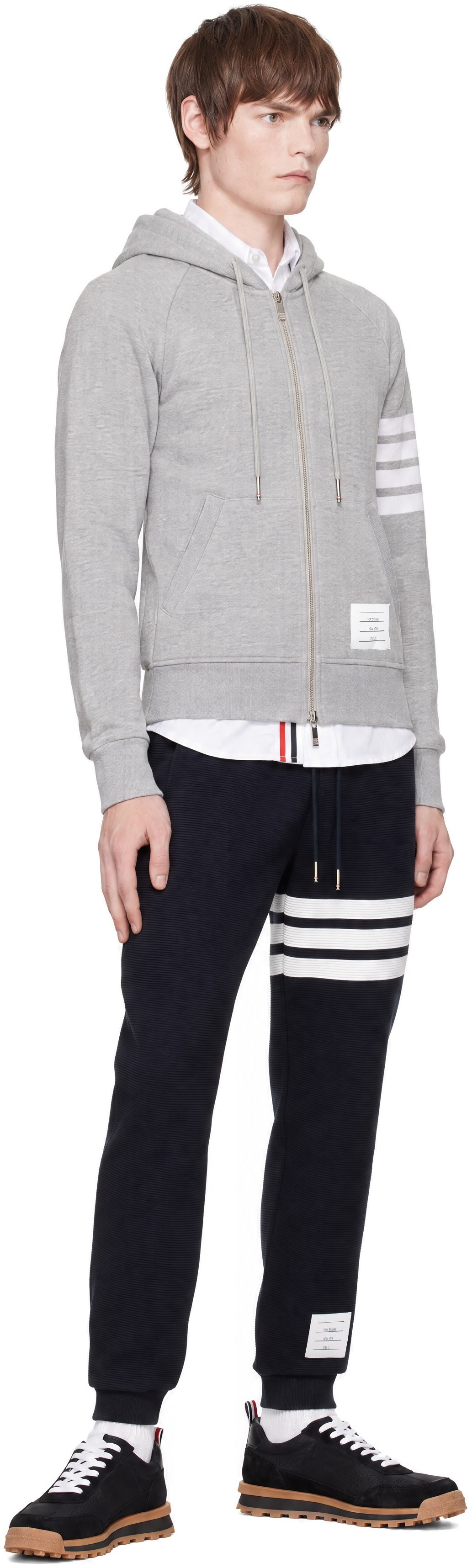 Thom Browne - Gray Classic Loopback 4-Bar Zip-Up Hoodie