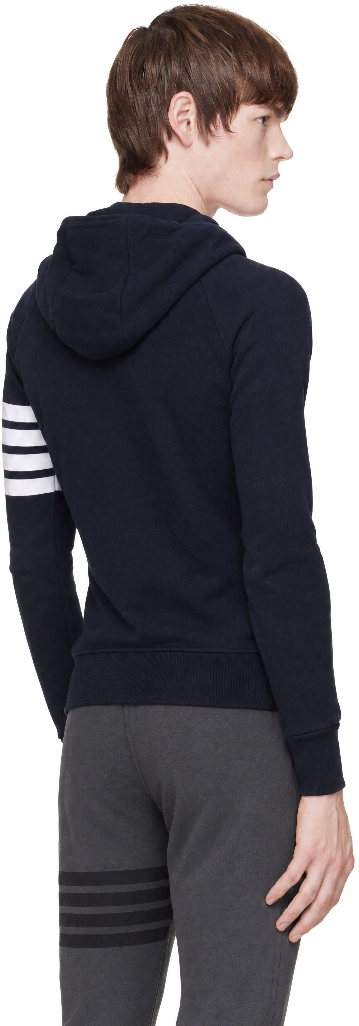 Thom Browne - Navy Classic Loopback 4-Bar Zip-Up Hoodie