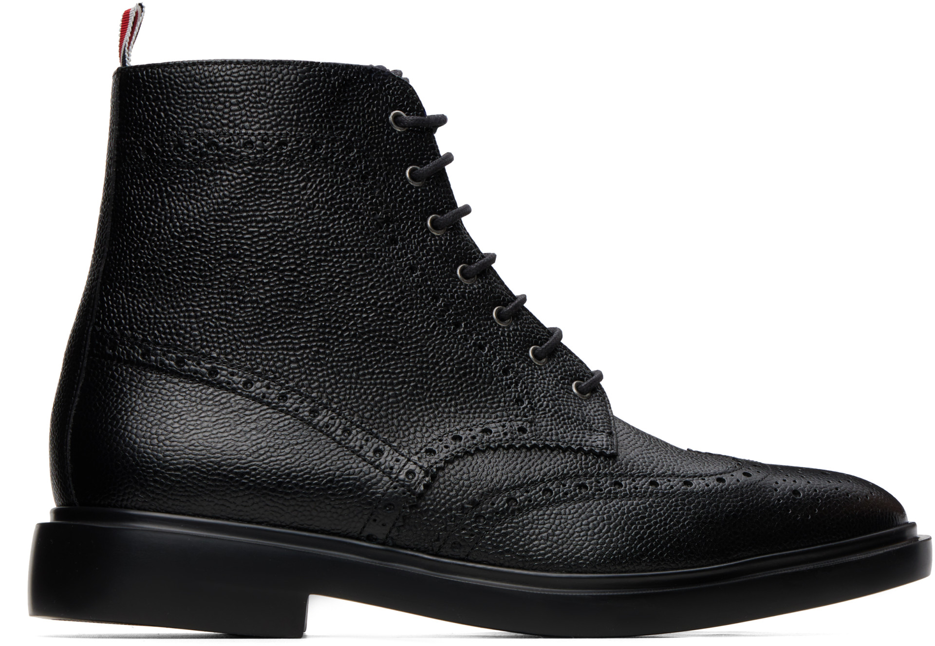 Thom Browne - Black Pebble Grain Leather Wingtip Boots