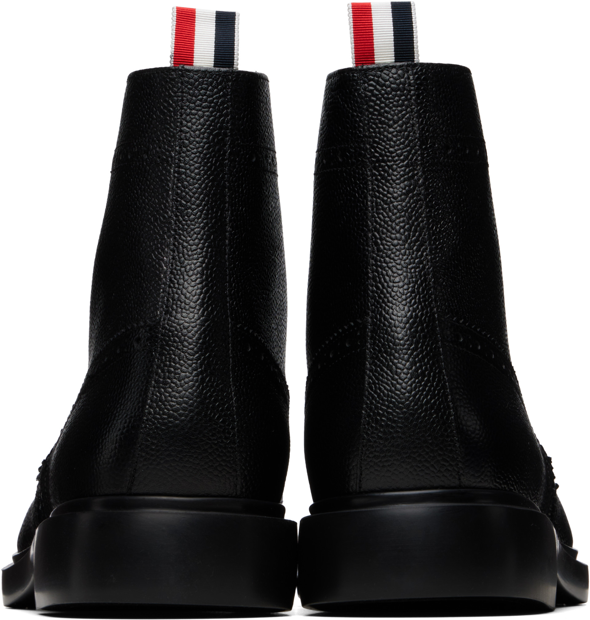 Thom Browne - Black Pebble Grain Leather Wingtip Boots