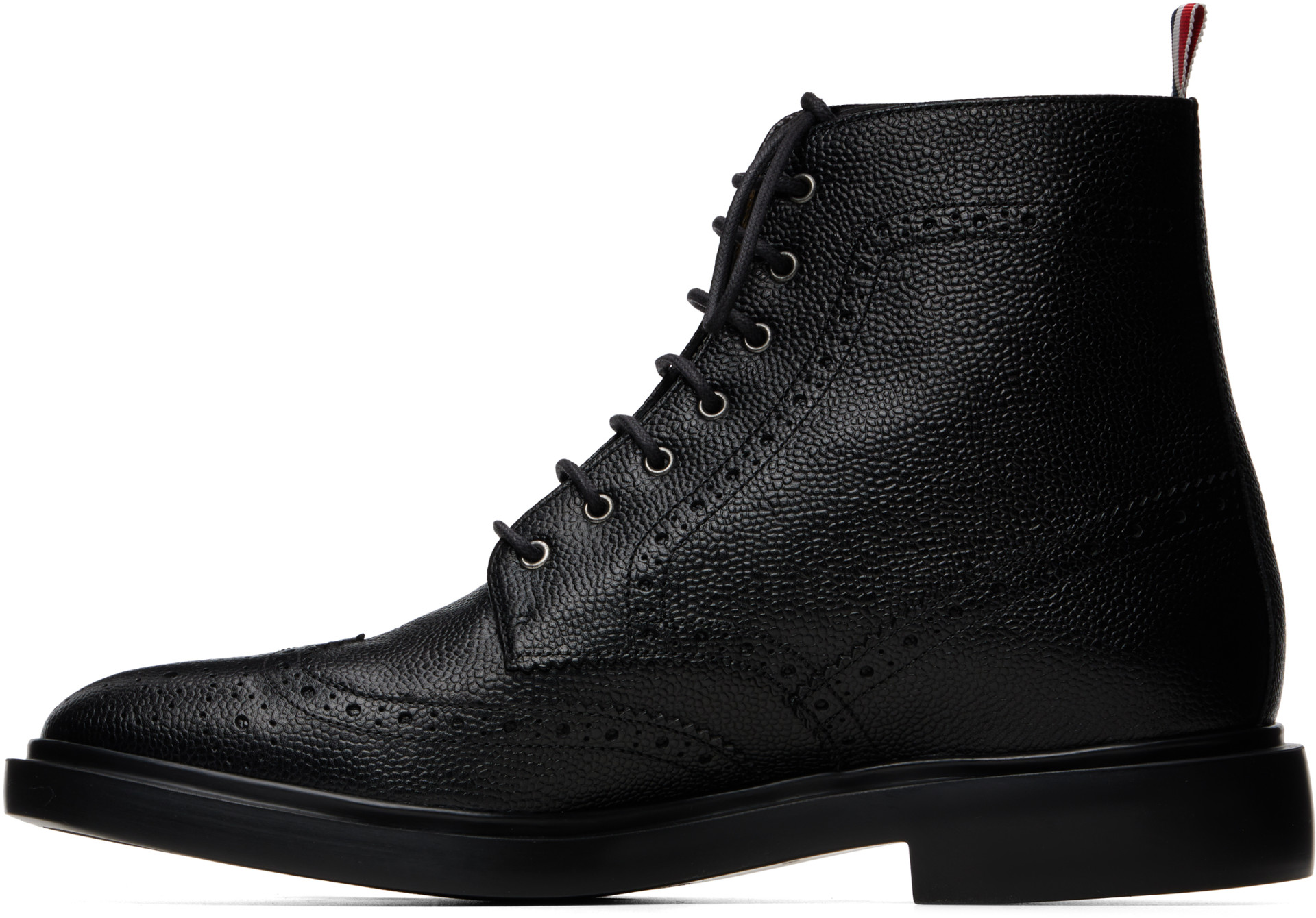 Thom Browne - Black Pebble Grain Leather Wingtip Boots
