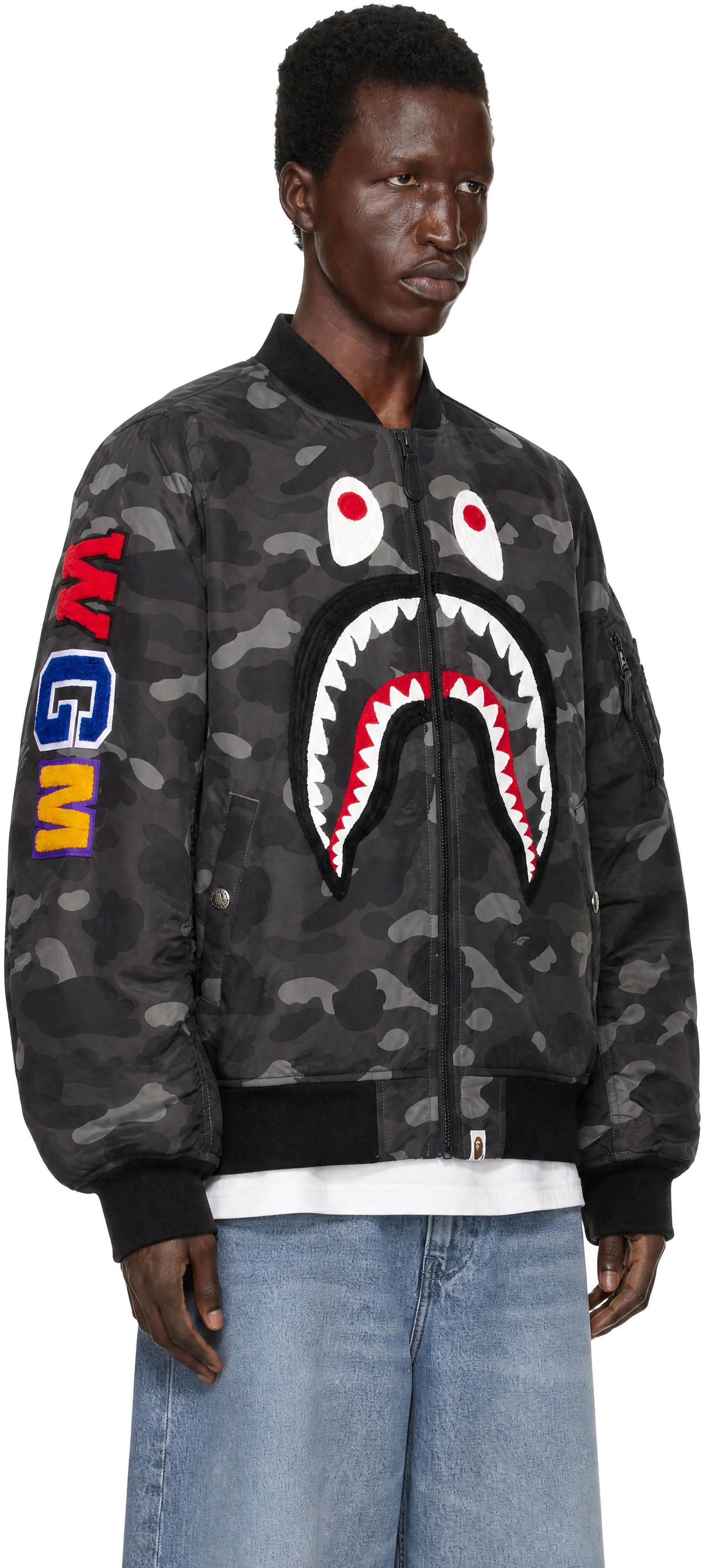 BAPE - グレー Color Camo Shark MA-1 ボンバージャケット