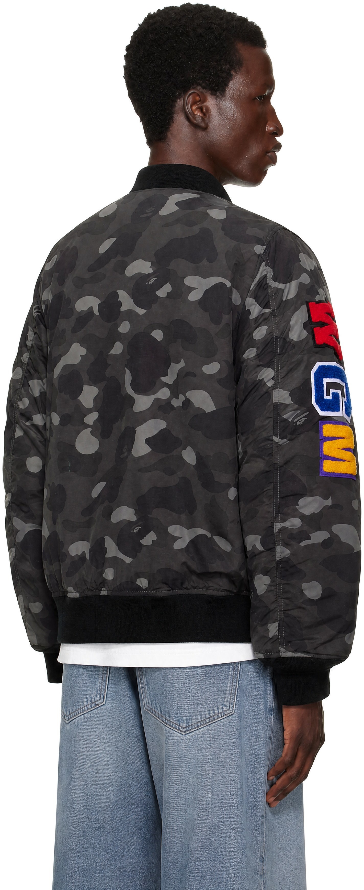 BAPE - グレー Color Camo Shark MA-1 ボンバージャケット