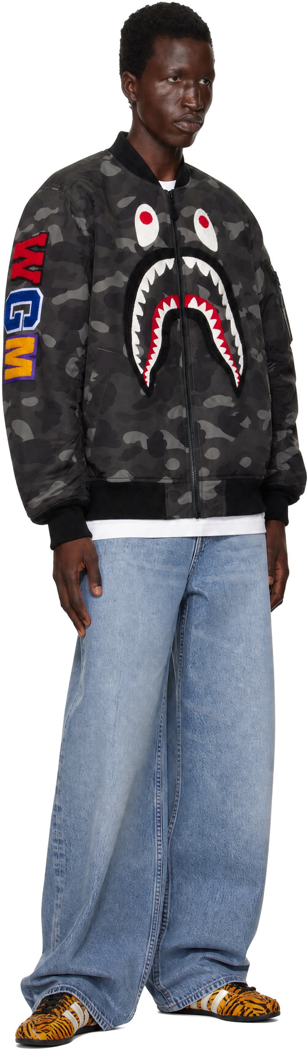 BAPE - グレー Color Camo Shark MA-1 ボンバージャケット