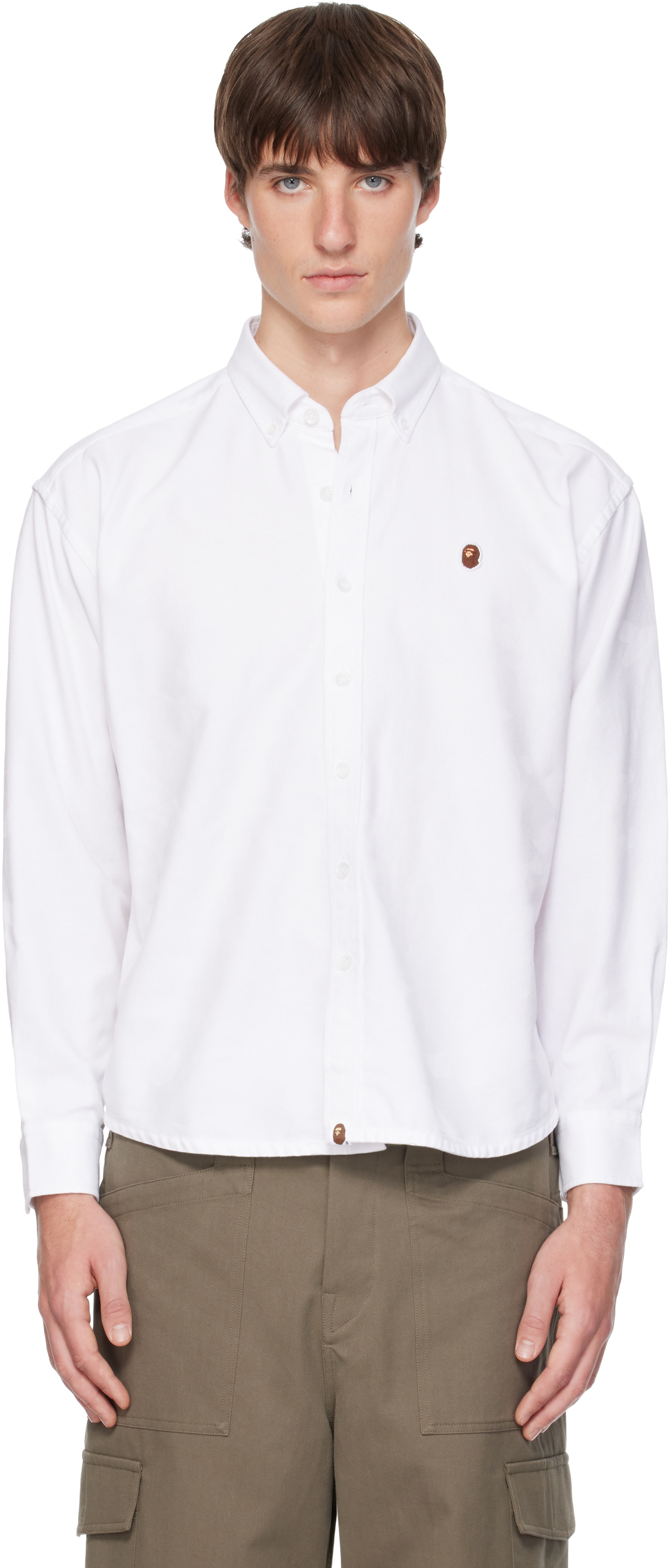BAPE - White One Point Solid Camo Shirt