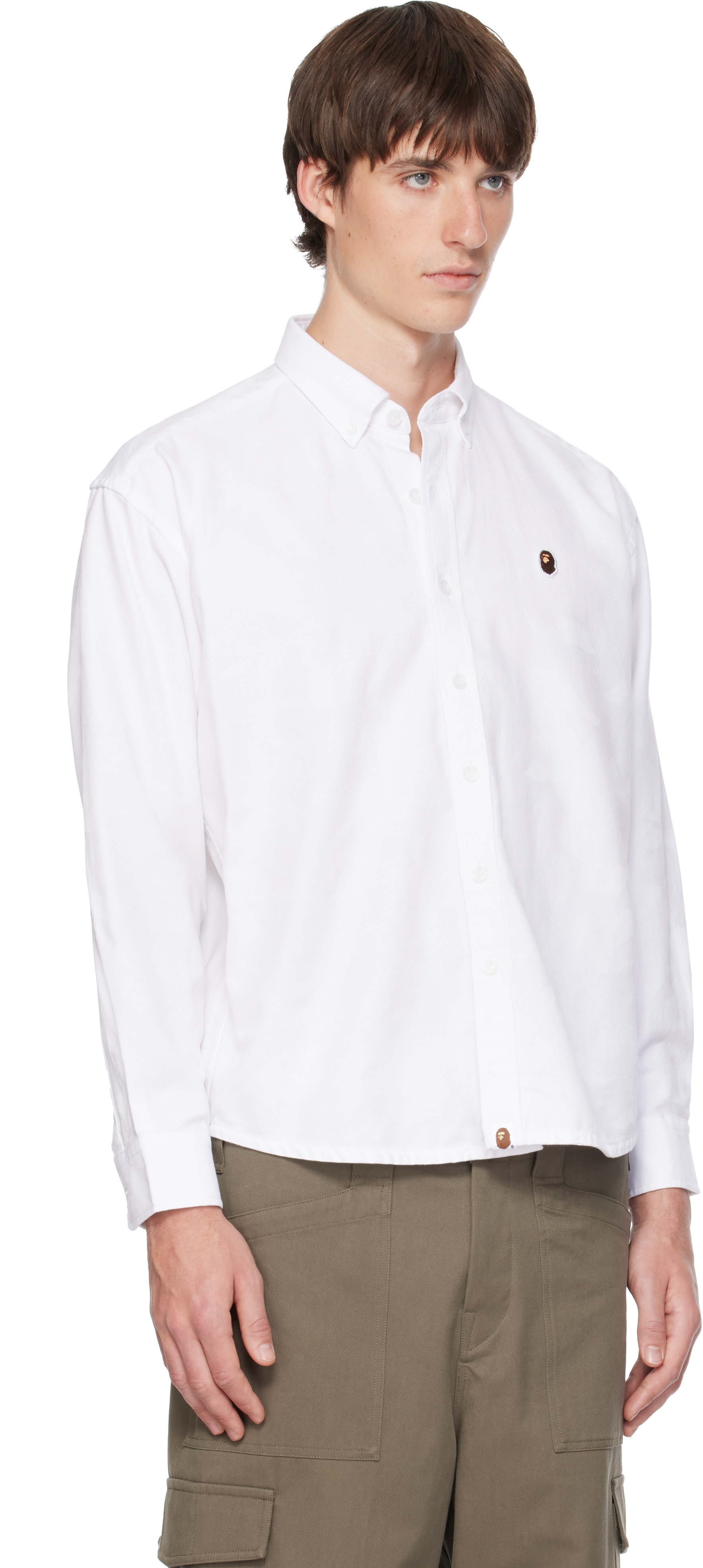 BAPE - White One Point Solid Camo Shirt