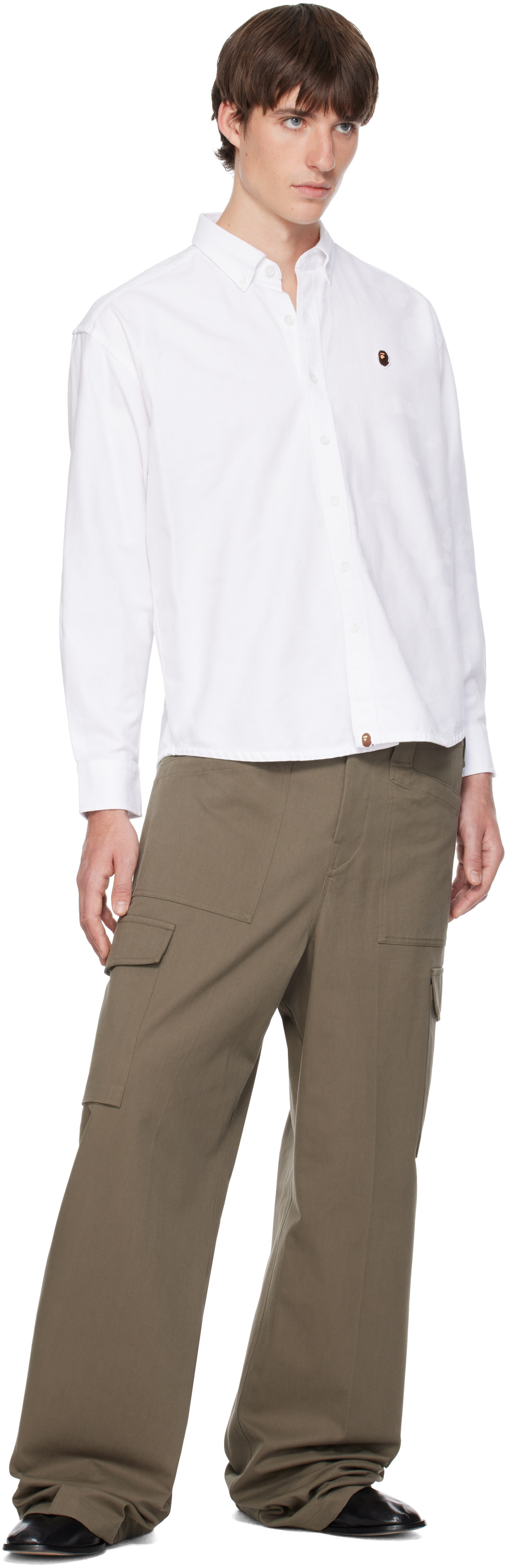BAPE - White One Point Solid Camo Shirt