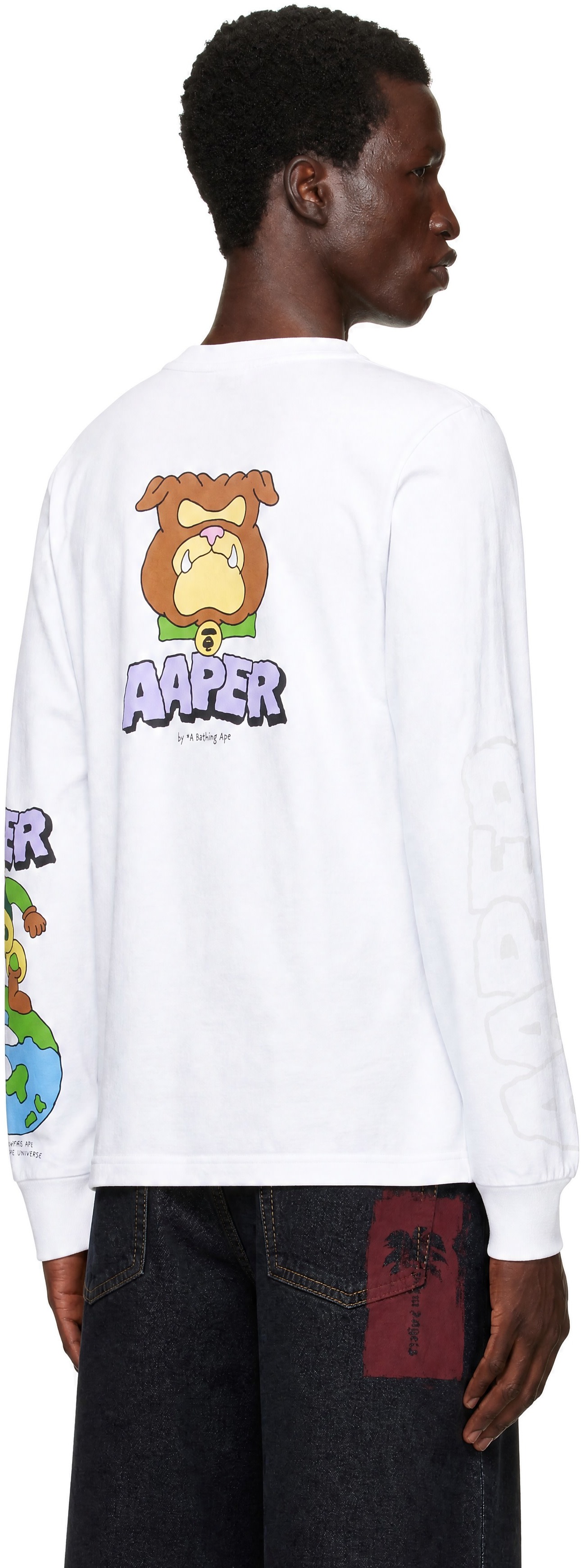 AAPE by A Bathing Ape - White 'AAPER' Long Sleeve T-shirt