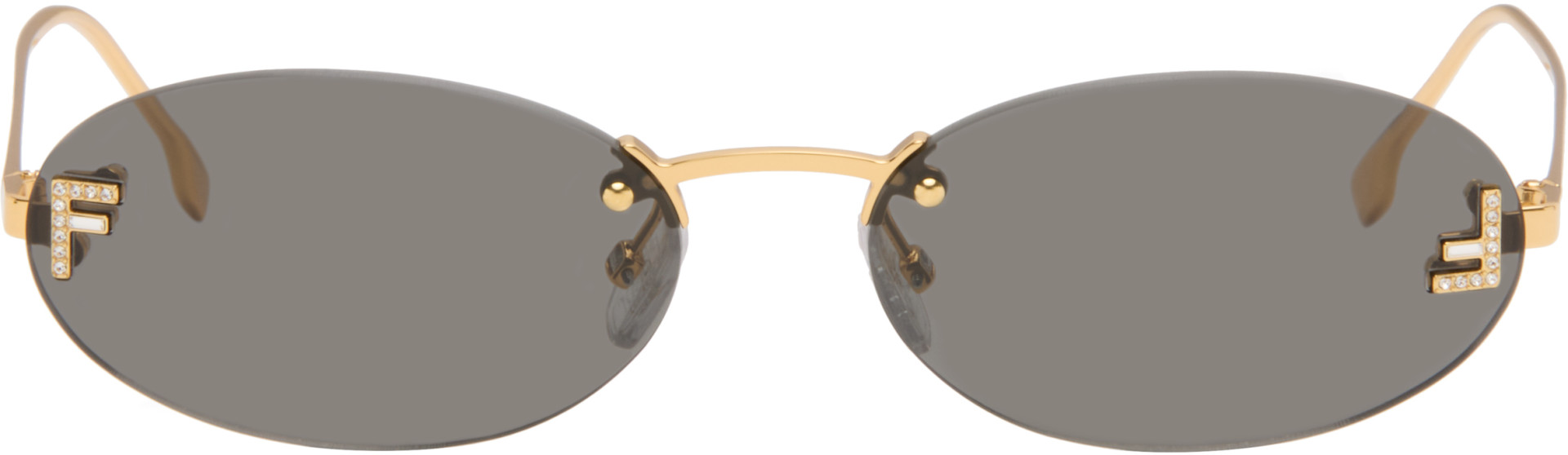 Fendi: Gold 'Fendi First' Crystal Sunglasses | SSENSE Canada