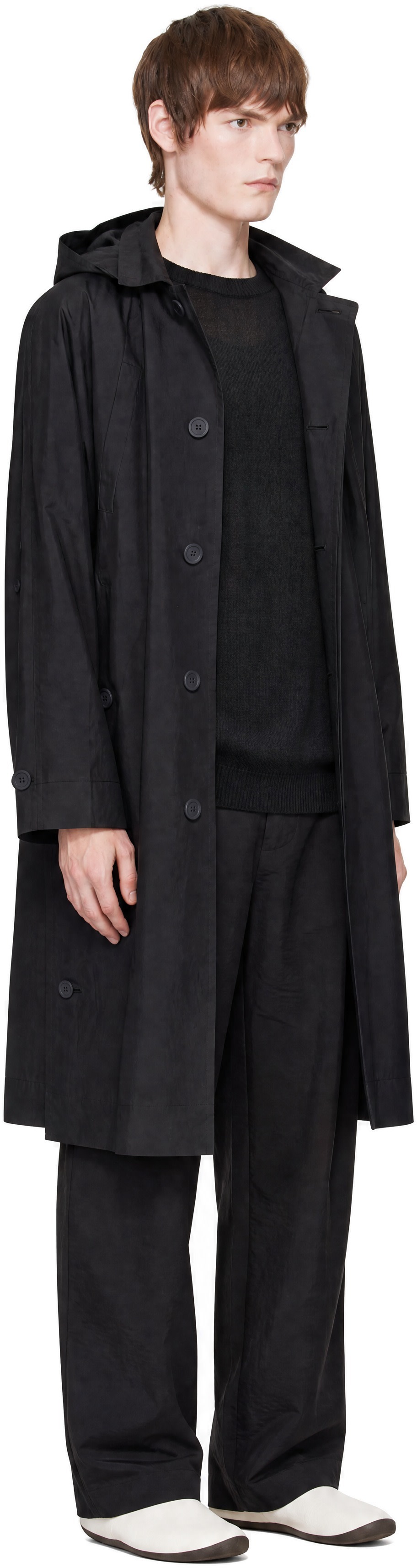 HOMME PLISSÉ ISSEY MIYAKE: Black October Split Coat | SSENSE