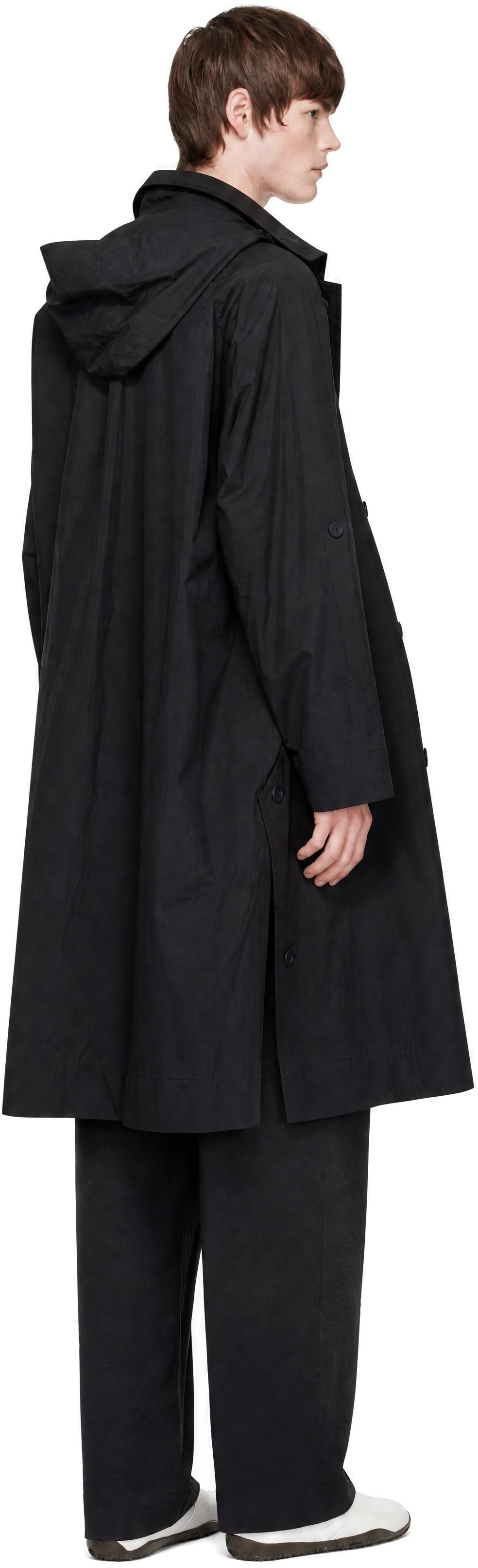 HOMME PLISSÉ ISSEY MIYAKE: Black October Split Coat | SSENSE