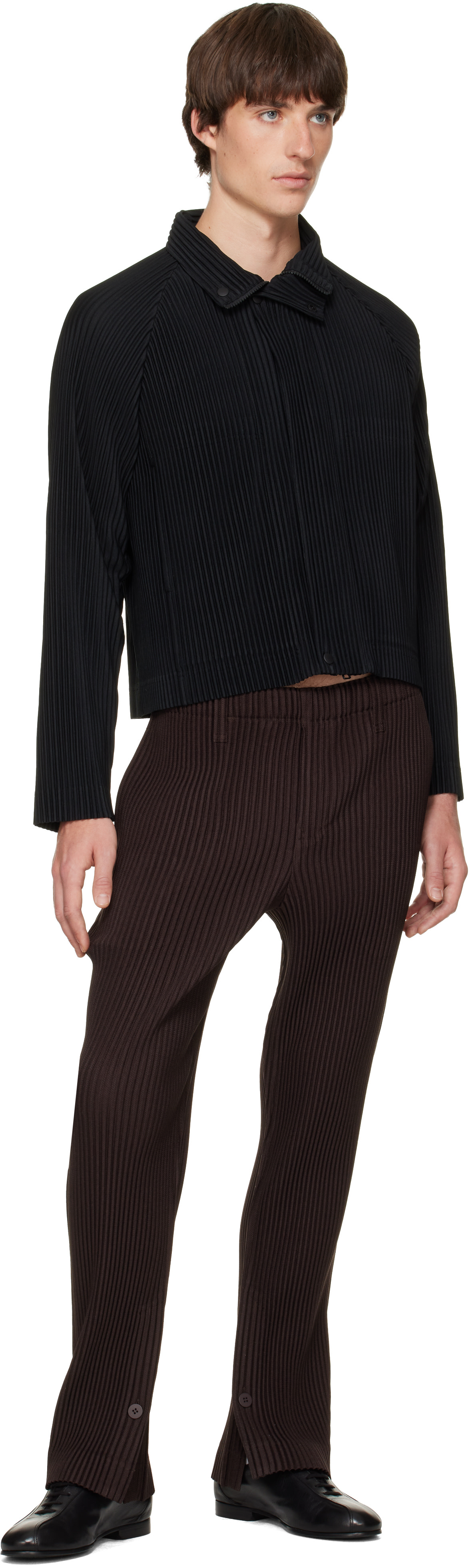 HOMME PLISSÉ ISSEY MIYAKE: Brown Kersey Pleats Trousers | SSENSE