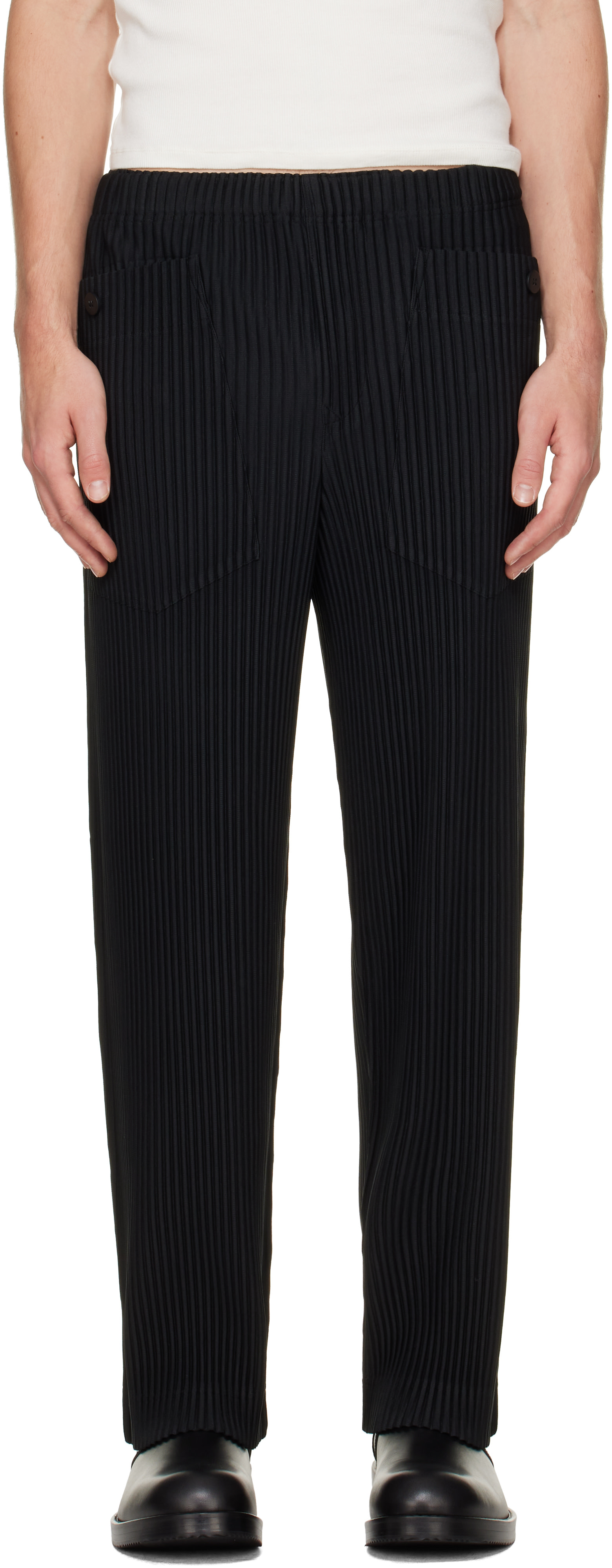 HOMME PLISSÉ ISSEY MIYAKE: Black Monthly Colors October Trousers