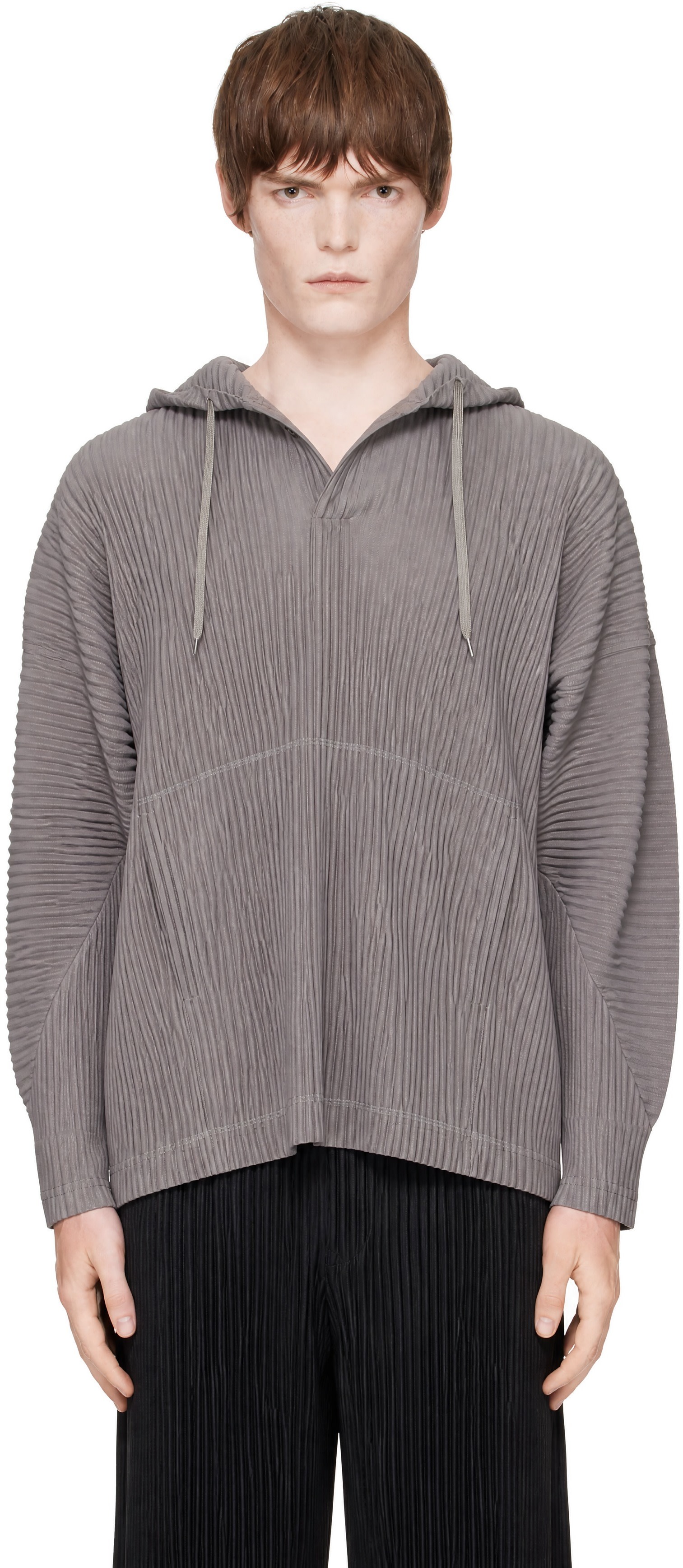 HOMME PLISSÉ ISSEY MIYAKE: Gray Monthly Colors October Hoodie | SSENSE