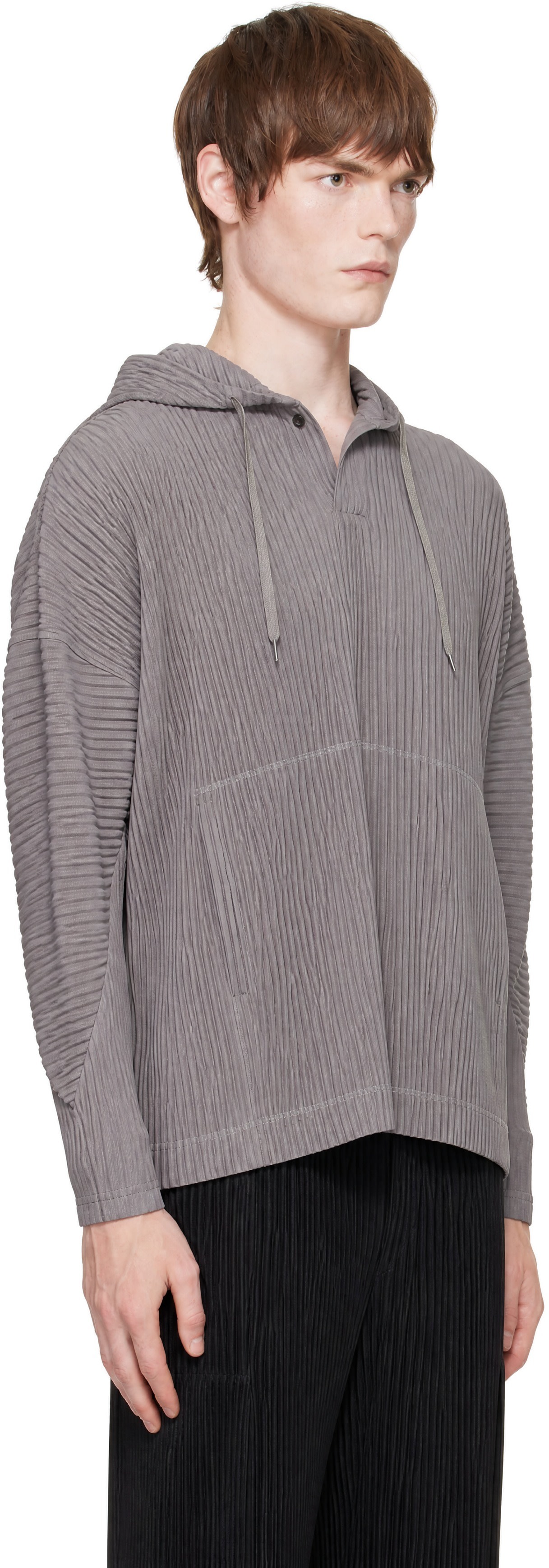 HOMME PLISSÉ ISSEY MIYAKE: Gray Monthly Colors October Hoodie | SSENSE