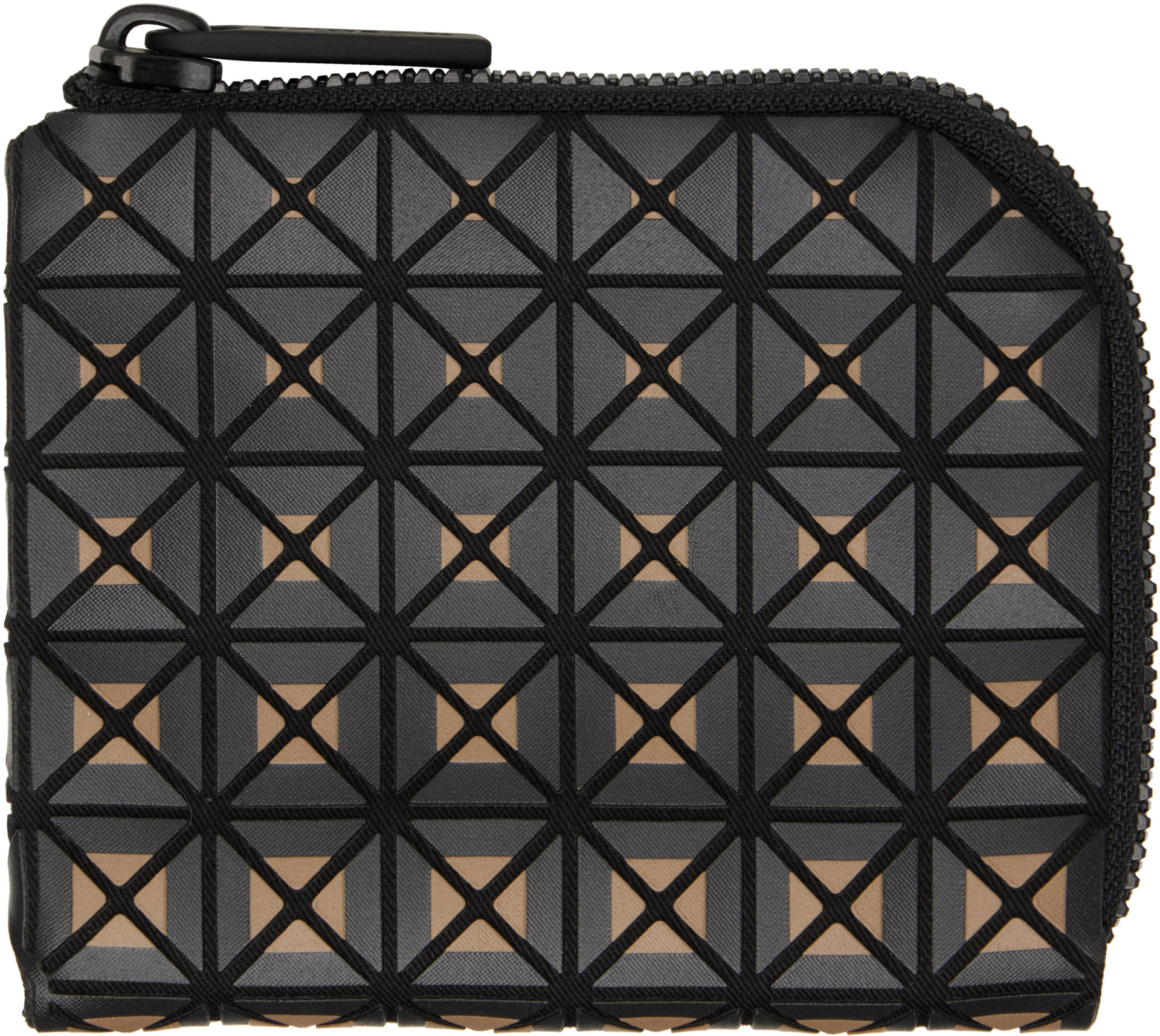 BAO BAO ISSEY MIYAKE: Black & Beige Clam Wallet | SSENSE