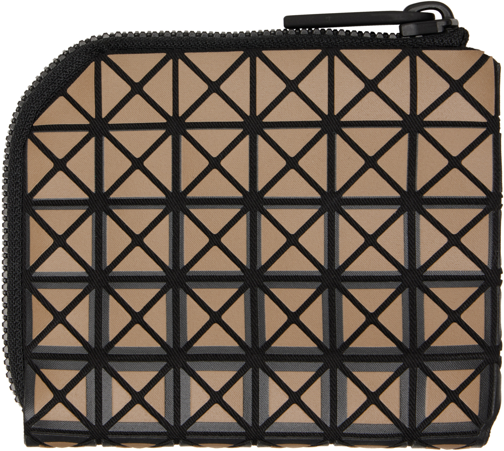 BAO BAO ISSEY MIYAKE: Black & Beige Clam Wallet | SSENSE