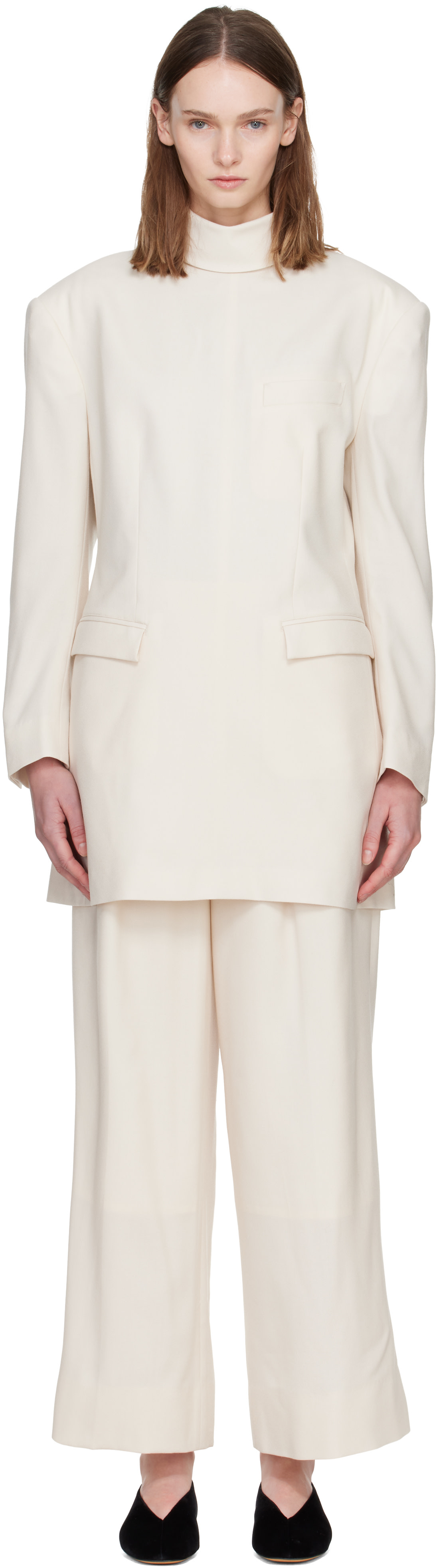 Issey Miyake - Robe courte Untitled blanc cassé