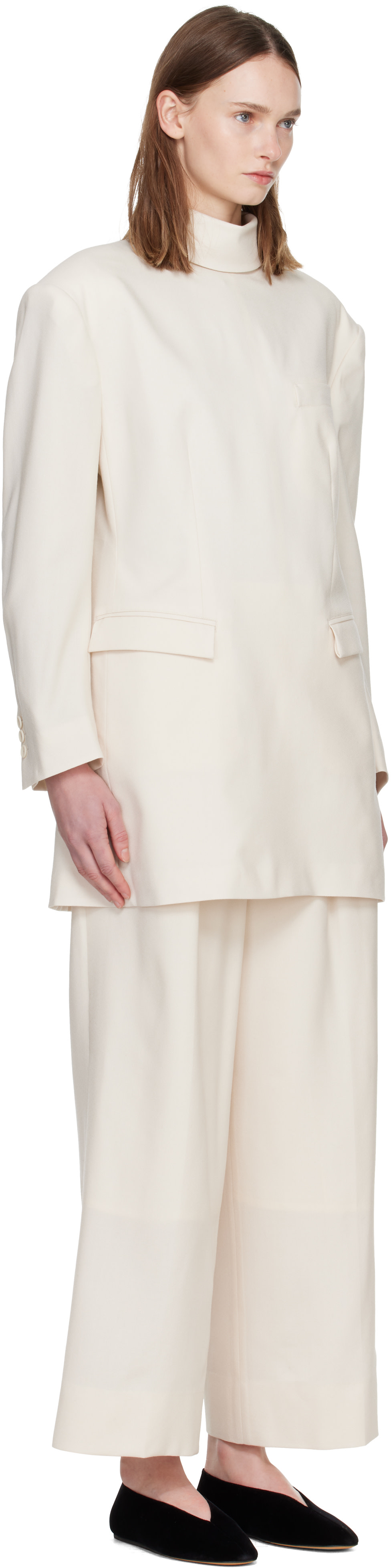 Issey Miyake - Robe courte Untitled blanc cassé