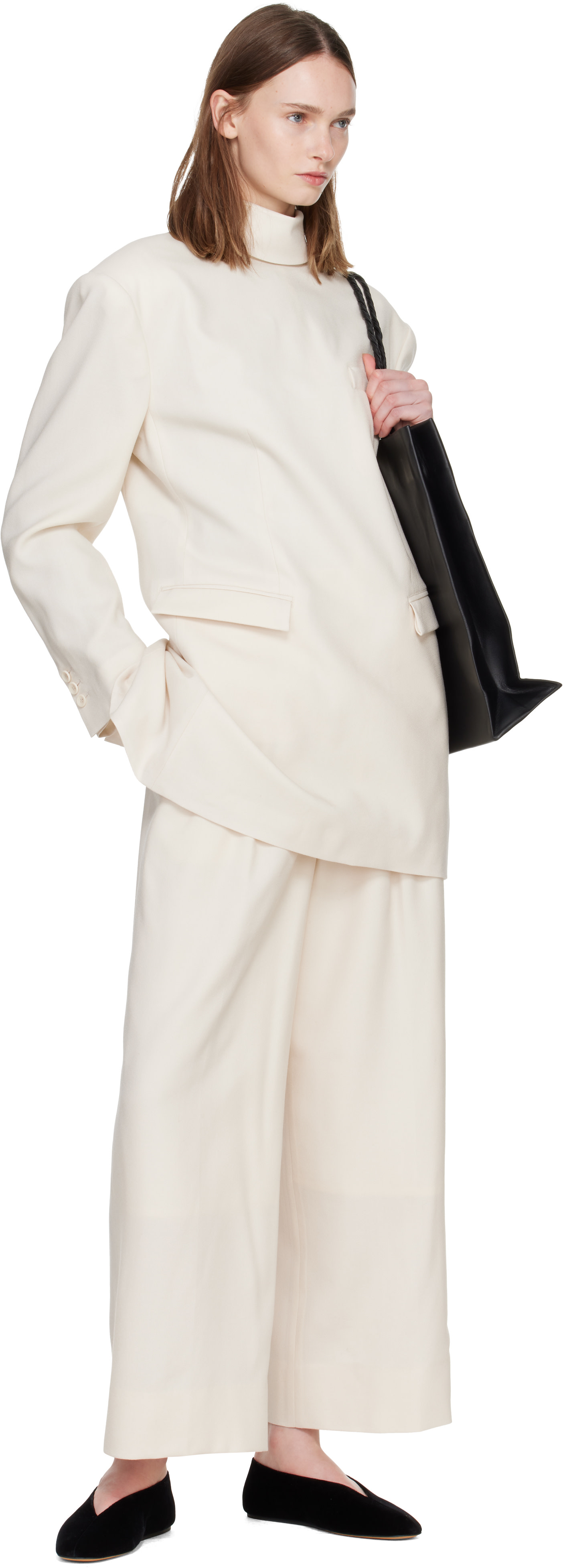 Issey Miyake - Robe courte Untitled blanc cassé