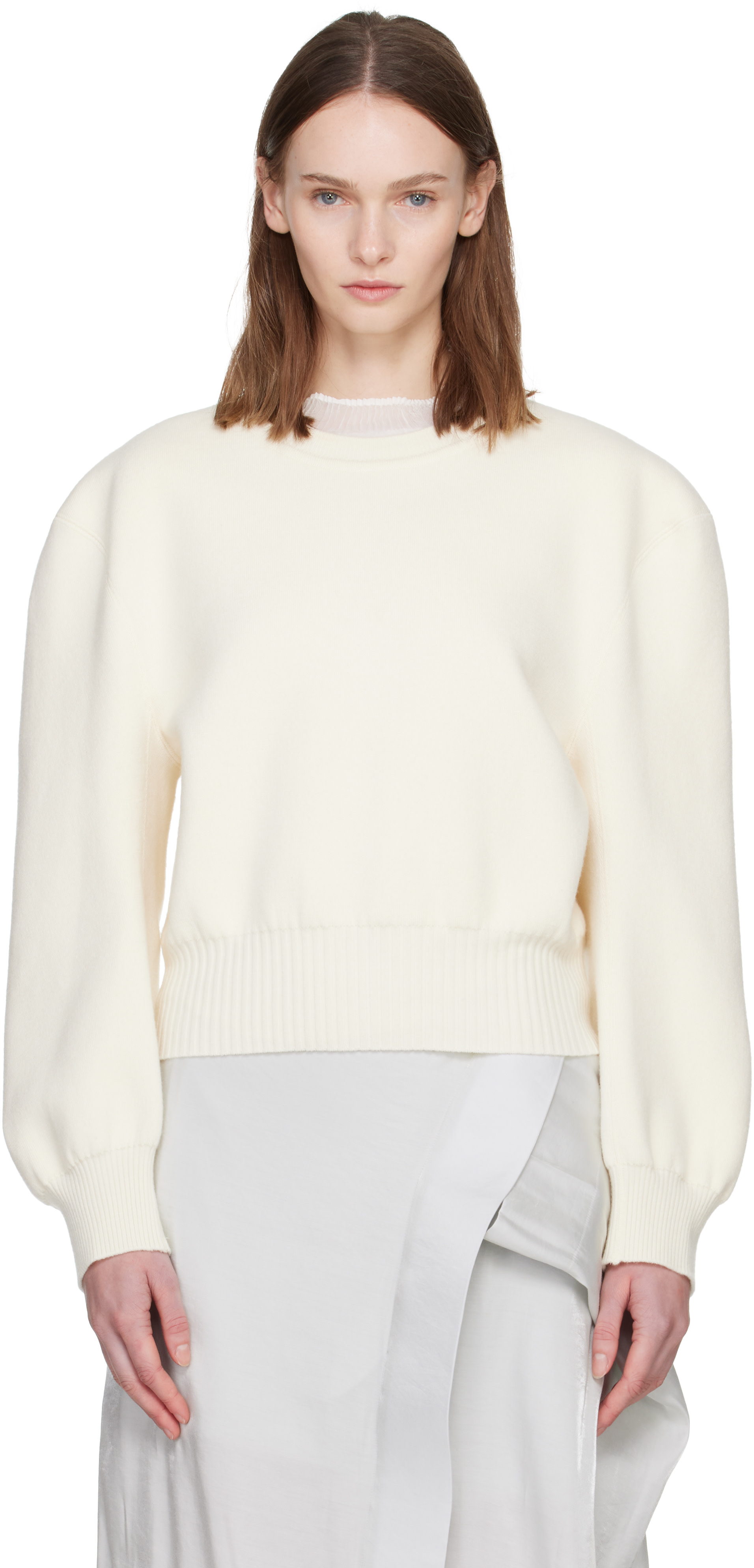 Issey Miyake - Pull Handsome blanc cassé en tricot