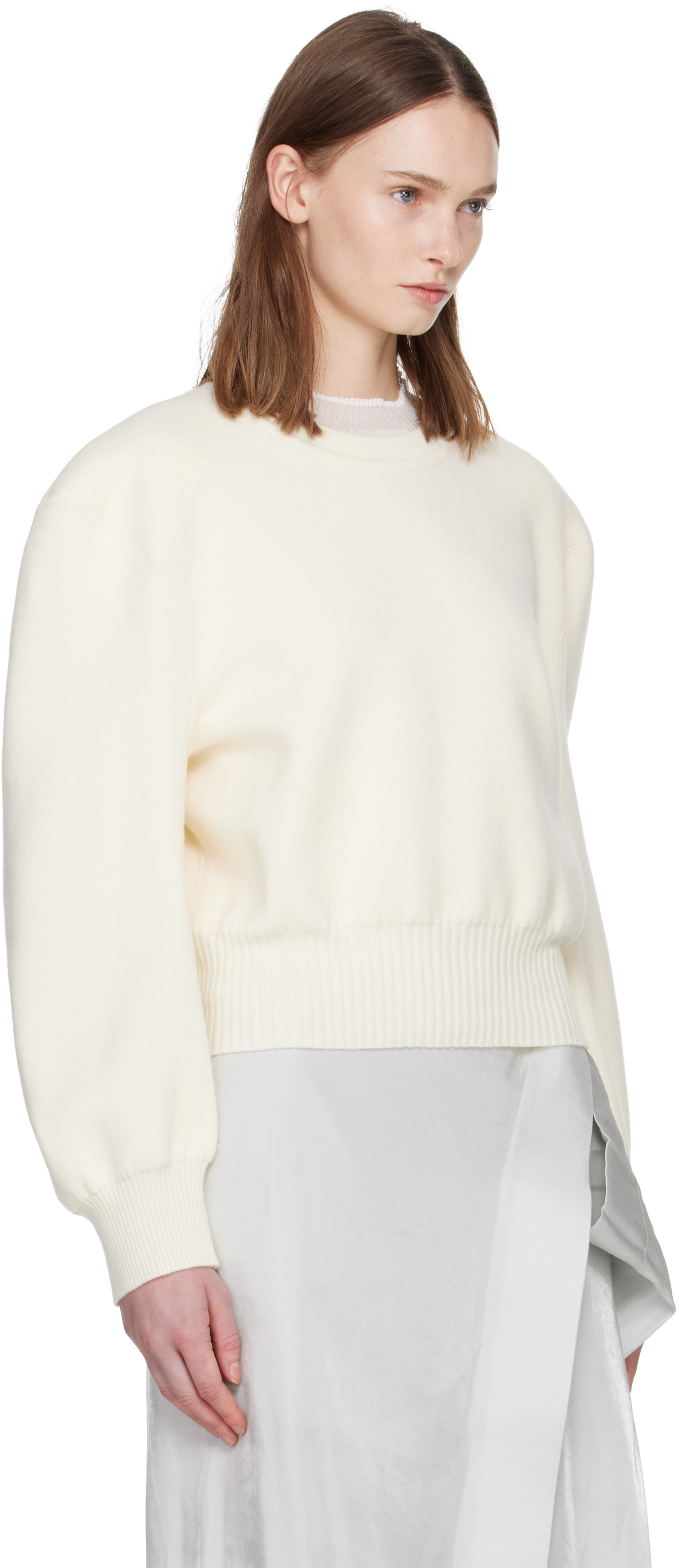 Issey Miyake - Pull Handsome blanc cassé en tricot