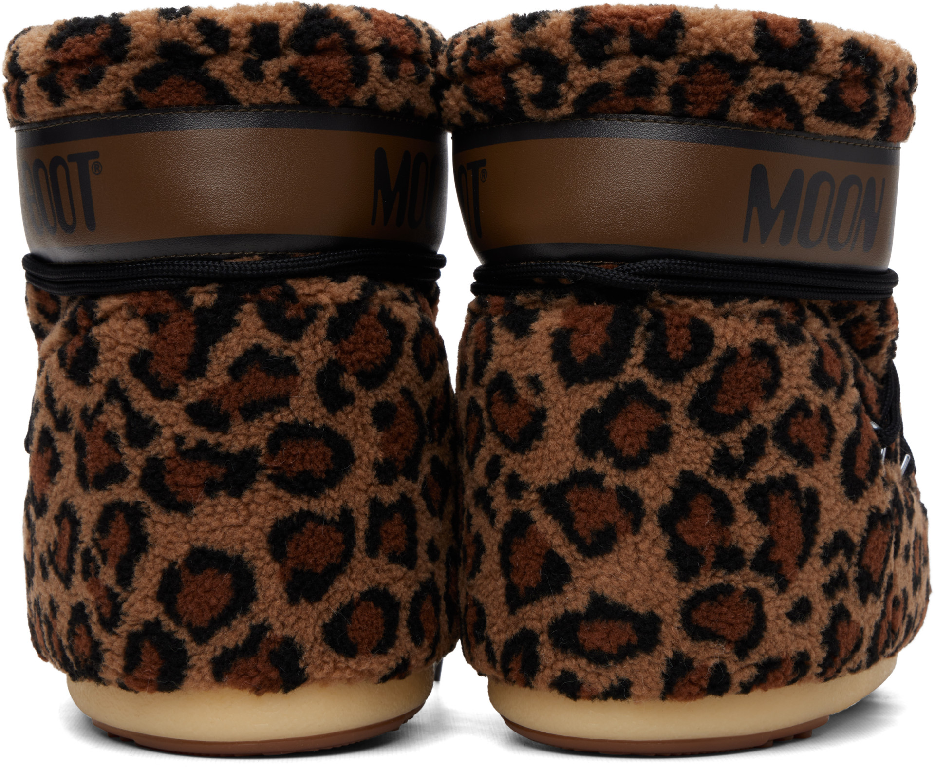 Moon Boot - Bottines Icon brunes en molleton à motif léopard